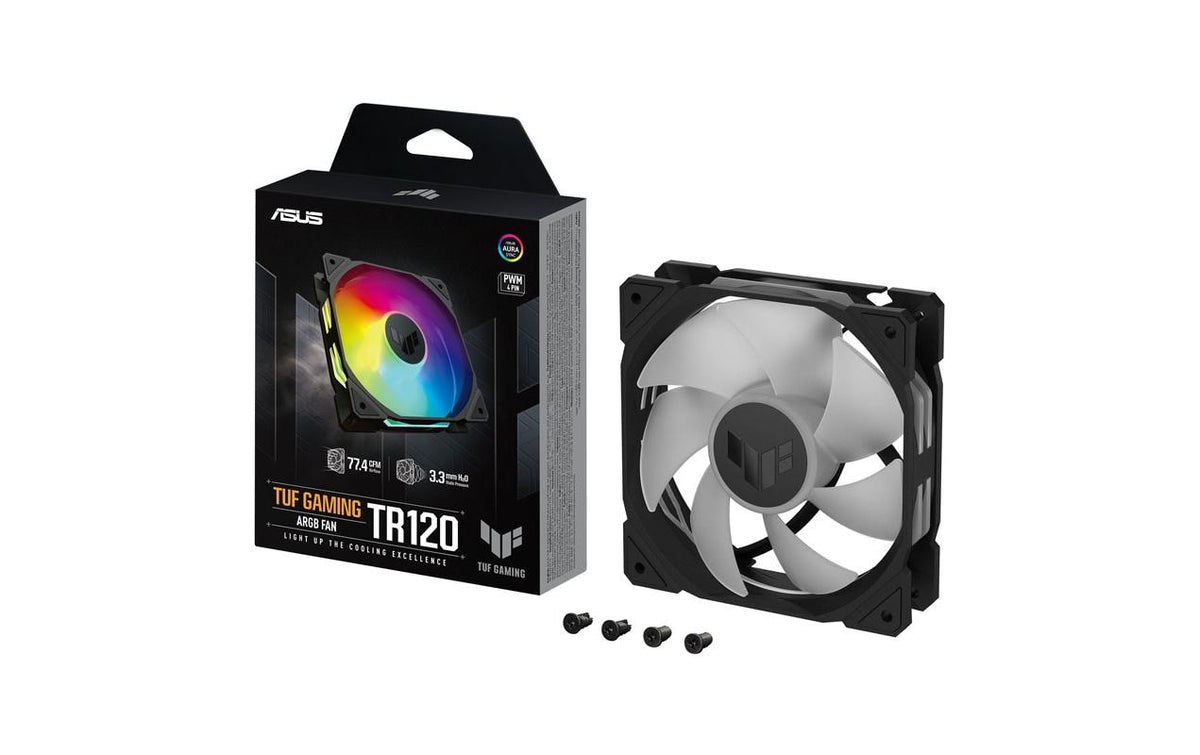 ASUS TUF GAMING TR120 – Gehäuselüfter – 120×120×28 mm, PWM, 1800–2200 U/min, ARGB, Schwarz