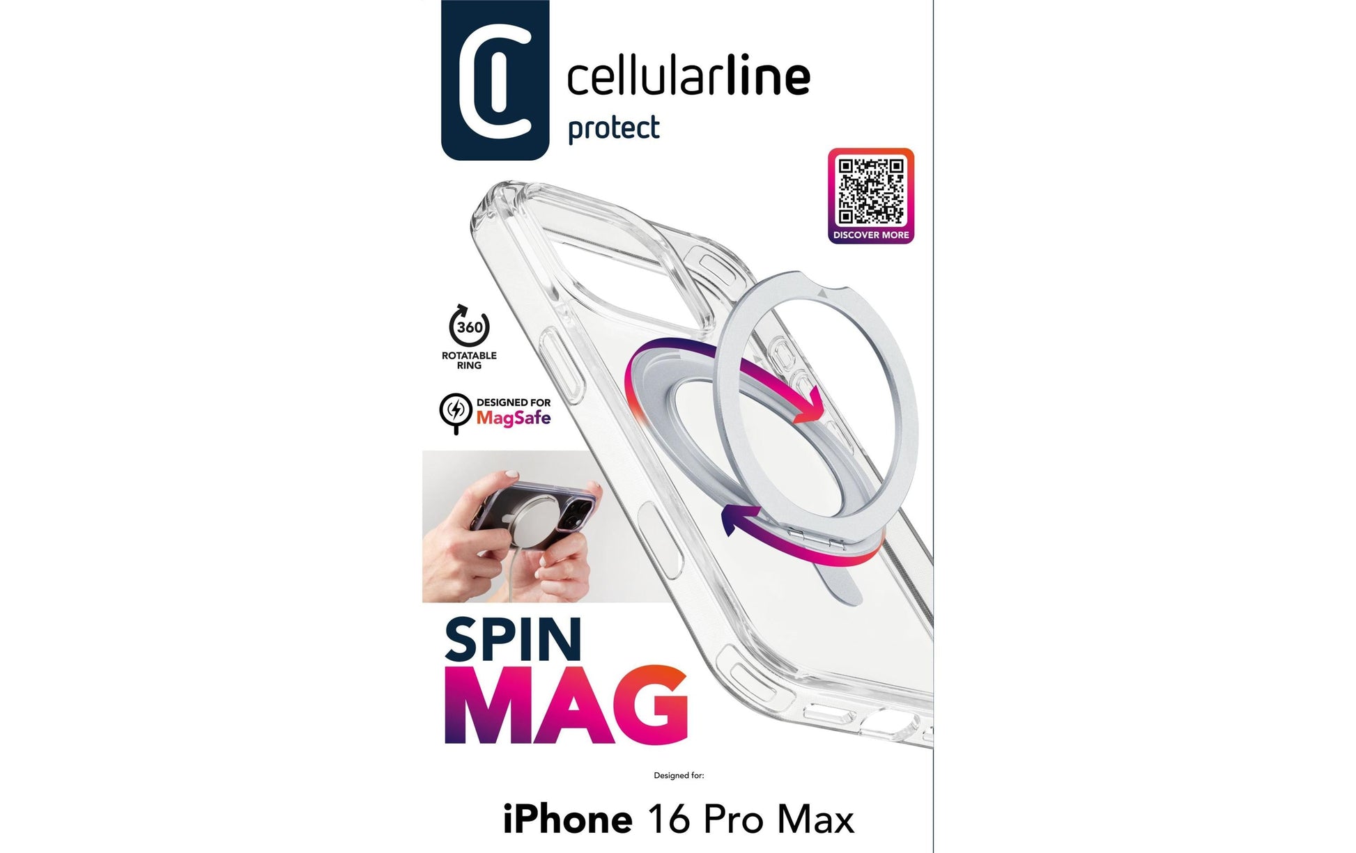 Cellularline Backcover – für Apple iPhone 16 Pro Max – transparent – MagSafe-kompatibel, stossdämpfend