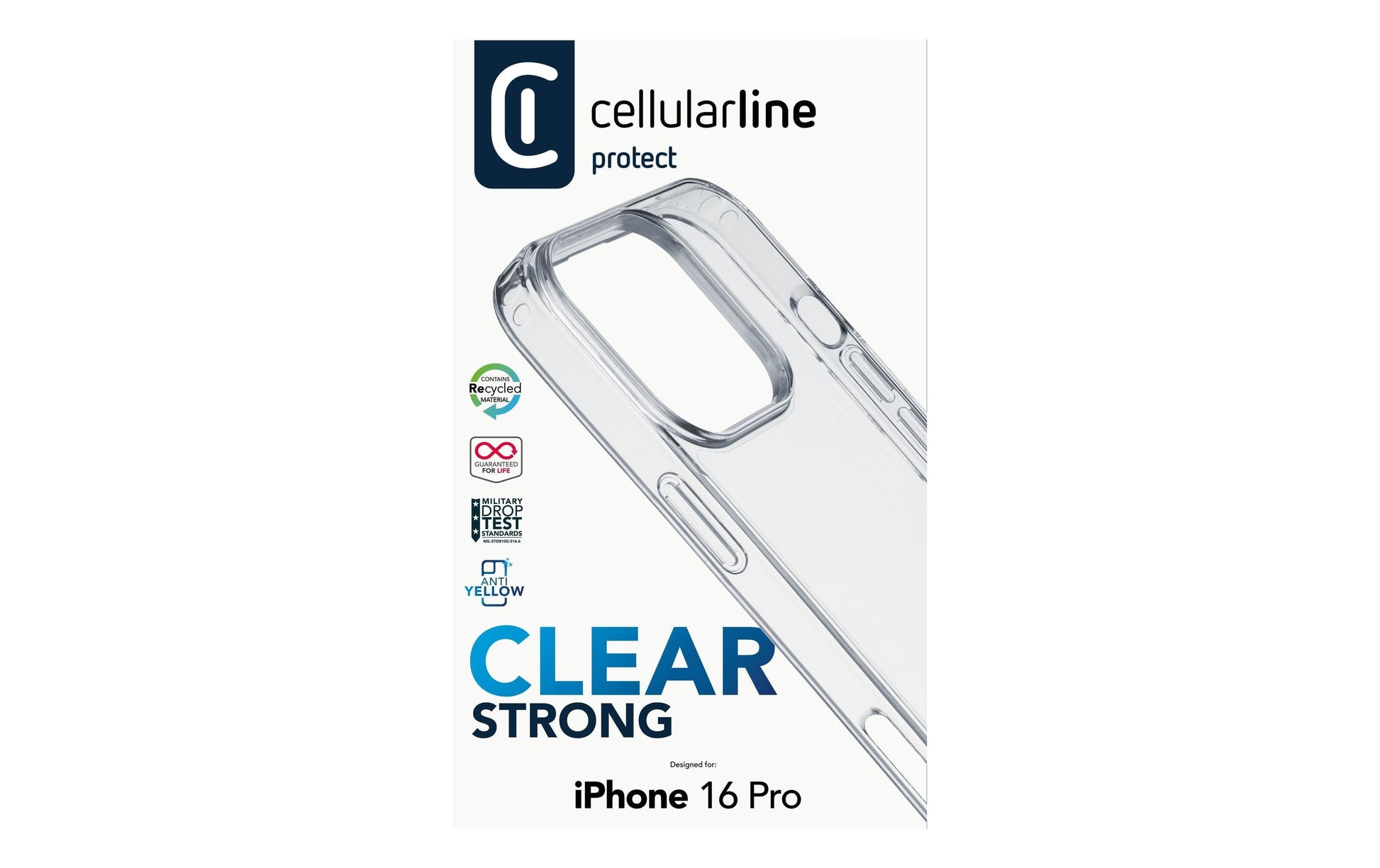 Cellularline Backcover – für Apple iPhone 16 Pro – transparent