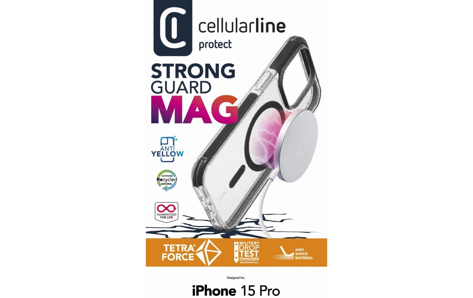 Cellularline Backcover – für Apple iPhone 15 Pro – schwarz – MagSafe-kompatibel