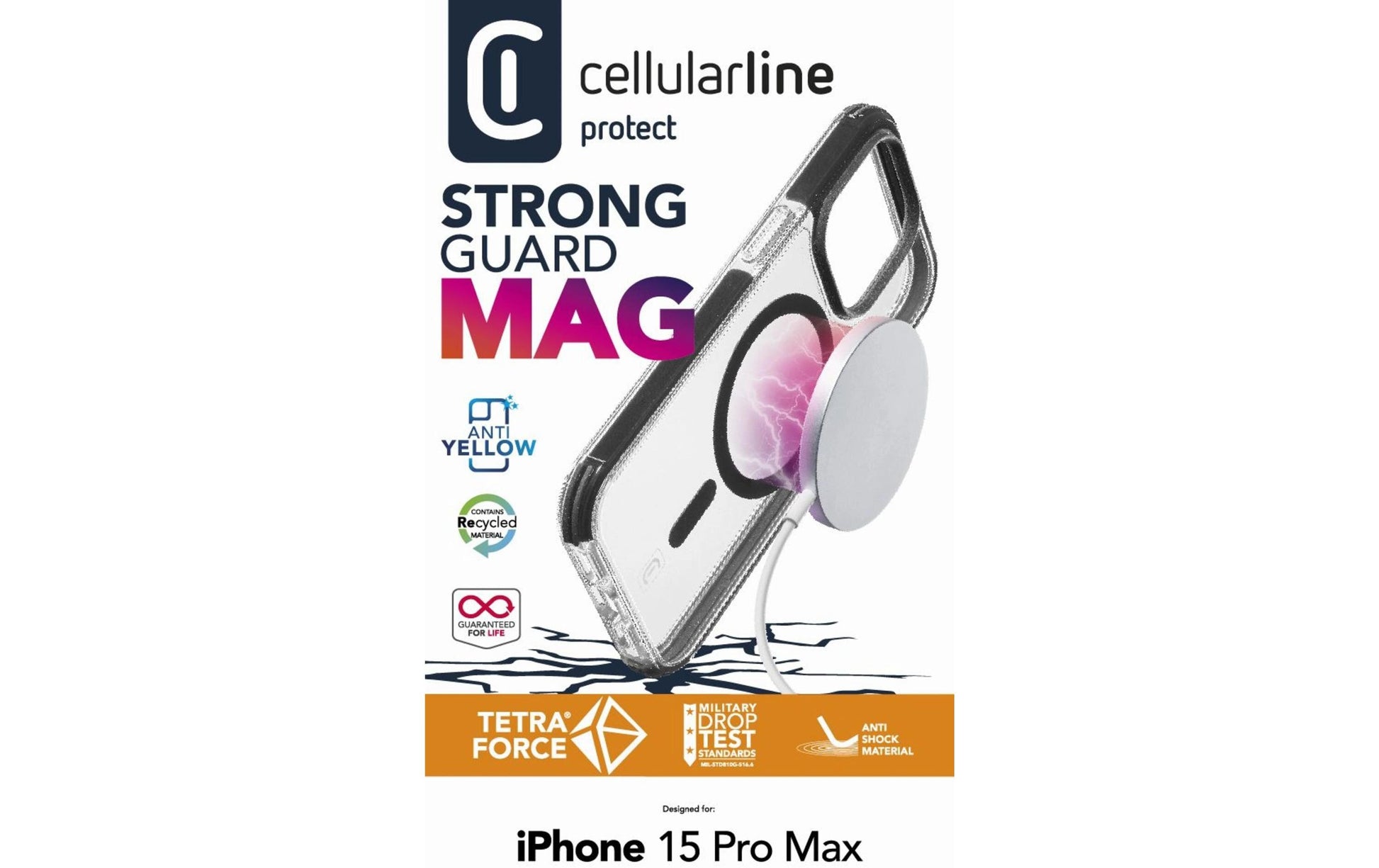 Cellularline Backcover – für Apple iPhone 15 Pro Max – schwarz – MagSafe-kompatibel