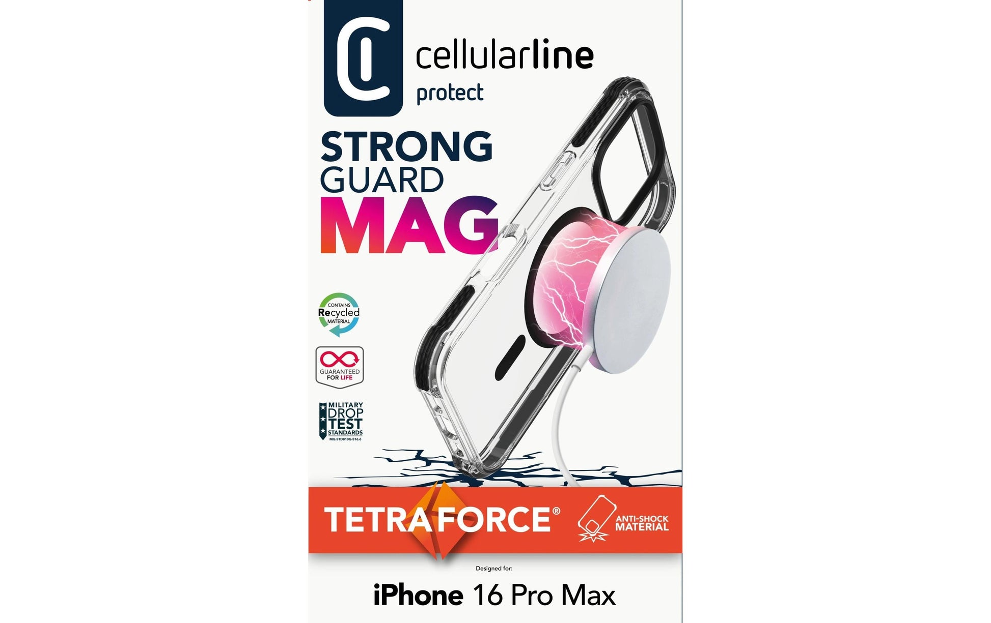 Cellularline Backcover – für Apple iPhone 16 Pro Max – transparent – MagSafe kompatibel