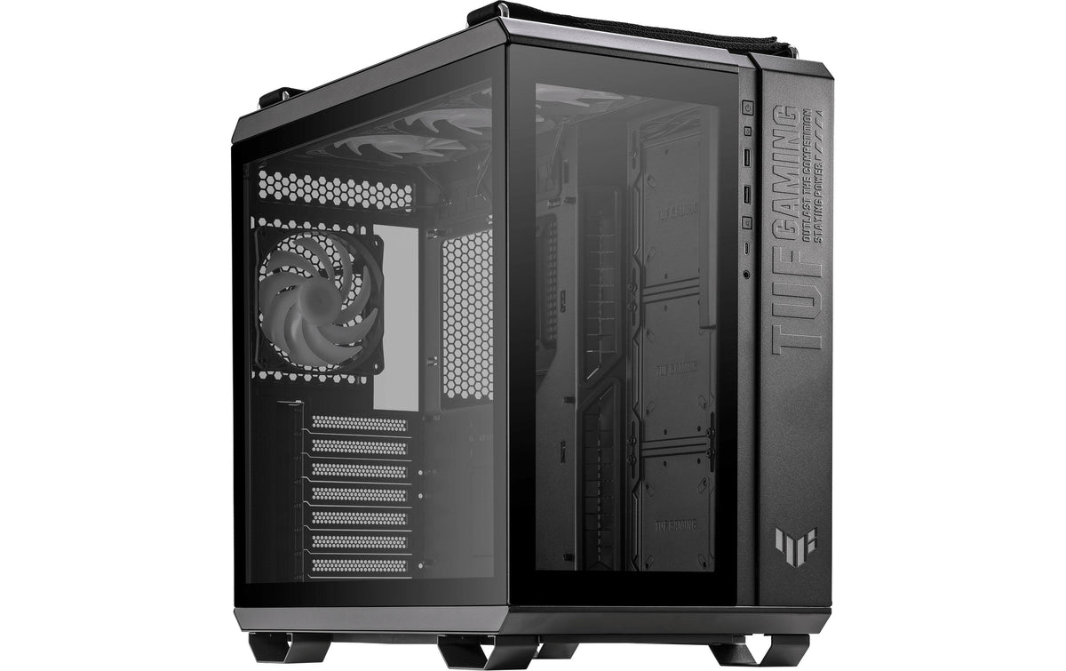 ASUS TUF Gaming GT502 PLUS – PC-Gehäuse (Midi-Tower) – ATX/mATX/Mini-ITX, 4×3,5", 4×2,5", Sichtfenster, Schwarz