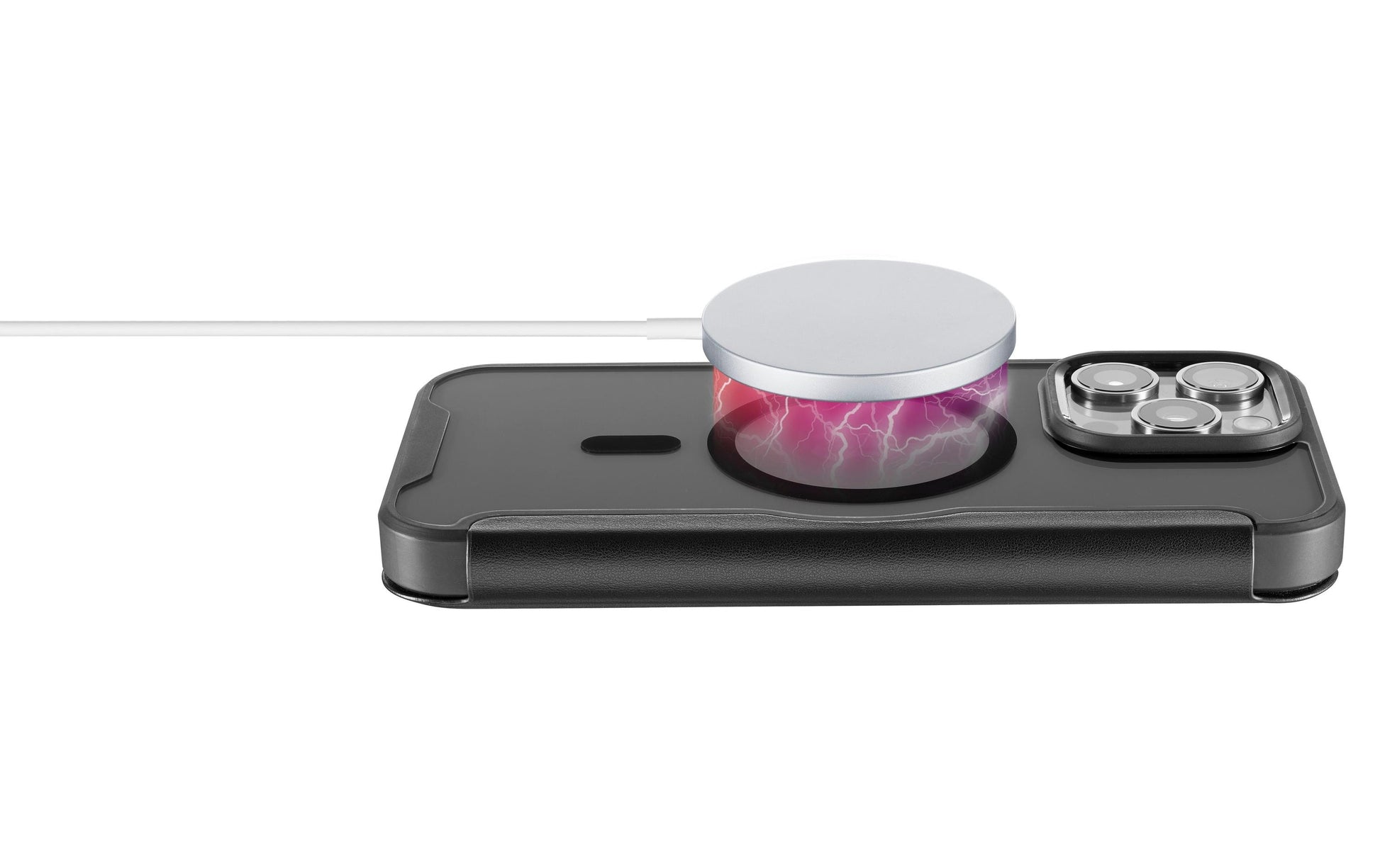 Cellularline Booklet-Hülle – für Apple iPhone 16 Pro – schwarz – Kunstleder – MagSafe-kompatibel