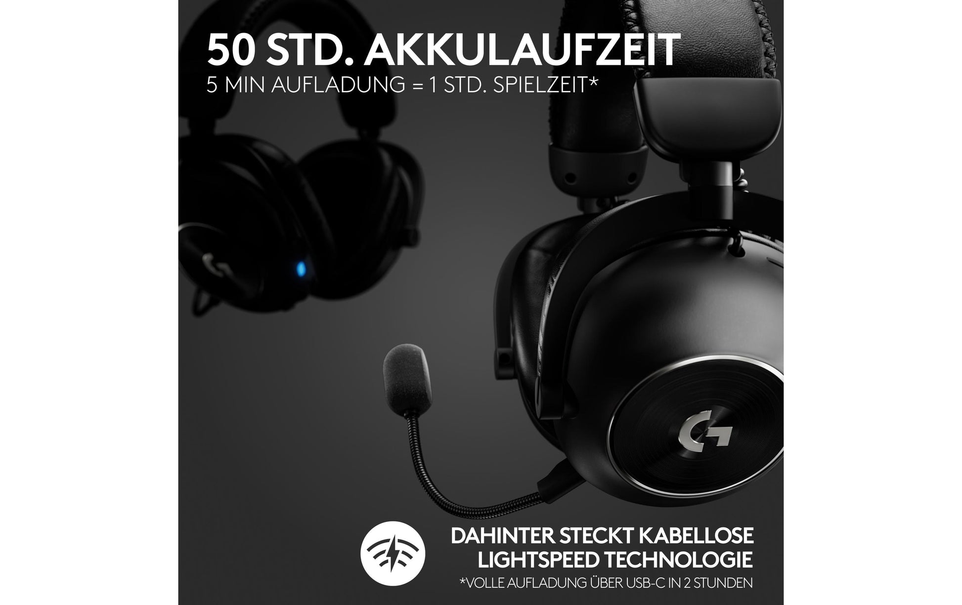 Logitech G PRO X 2 LIGHTSPEED Gaming-Headset – Over-Ear, Stereo, Kabel + BT, mit USB-A-Dongle, Schwarz