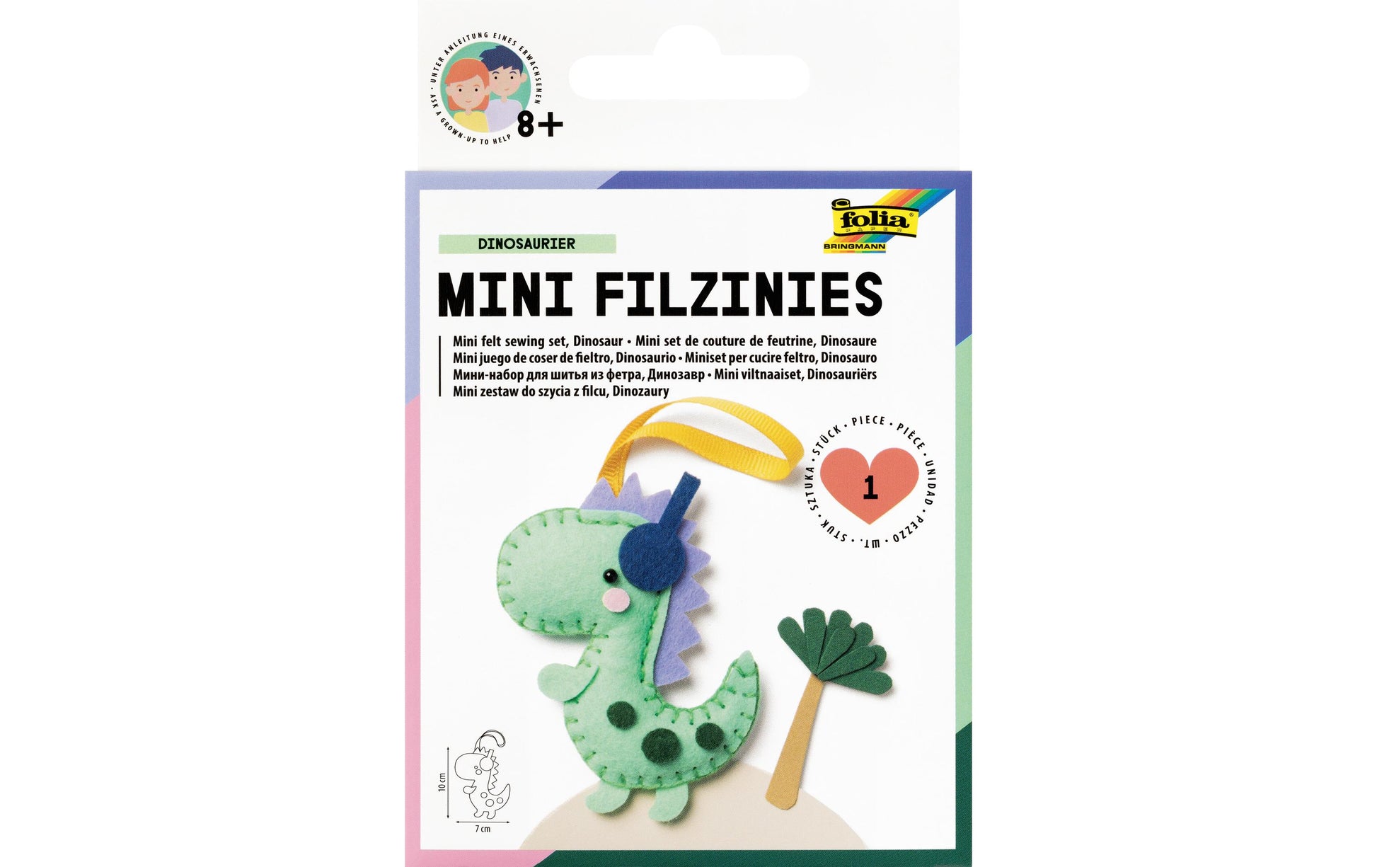 Folia Filzinies – Bastelset – Dinosaurier – 12-teilig – Ab 8 Jahren – Filz