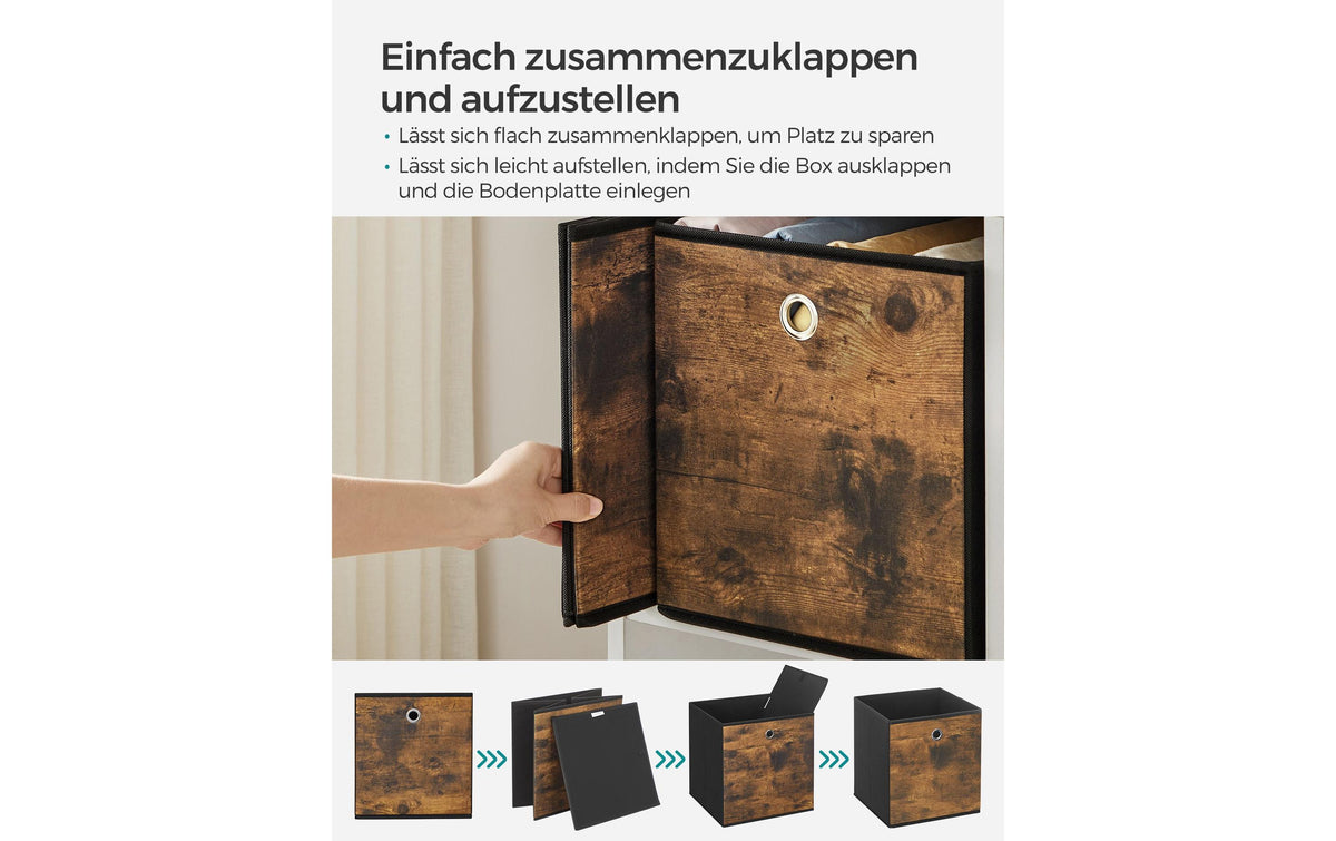 Songmics Faltbox Set 6-teilig – faltbar – Karton/Vliesstoff – braun/schwarz – 280 × 280 × 280 mm