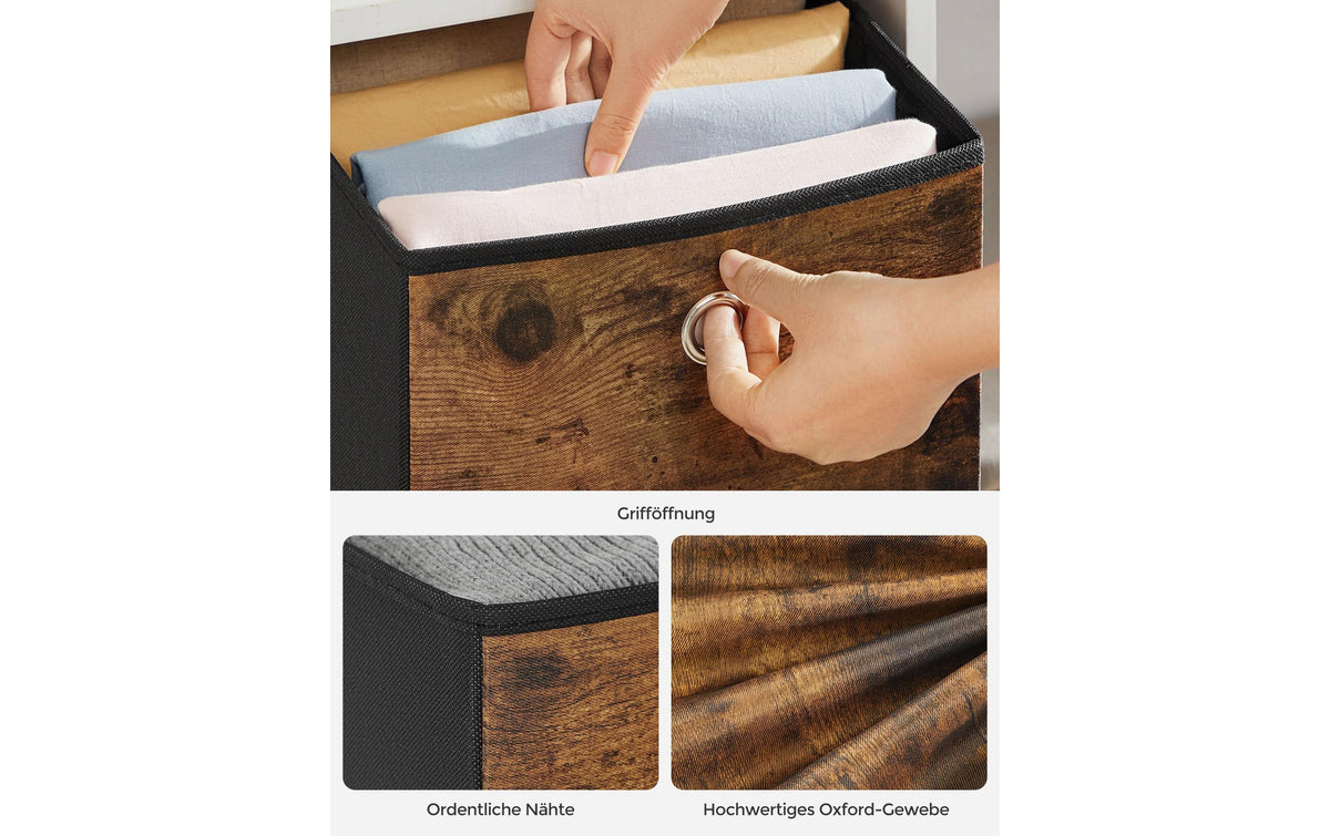Songmics Faltbox Set 6-teilig – faltbar – Karton/Vliesstoff – braun/schwarz – 280 × 280 × 280 mm