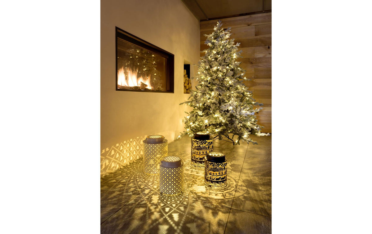 STT Dekorative Aussenleuchte Aura Tree – Ø 21,5 cm – Warmweiss – Akkubetrieb – Timer 6/18 h, USB-C – Gold – Metall