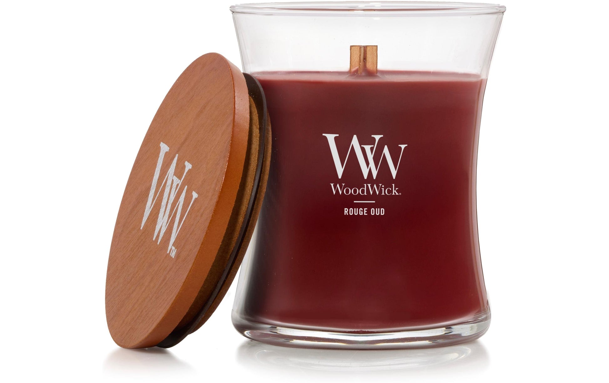 WoodWick Duftkerze Rouge Oud, Sojawachs / Glas, sortiert, parfümiert, Ø 10 cm, 1 Stück