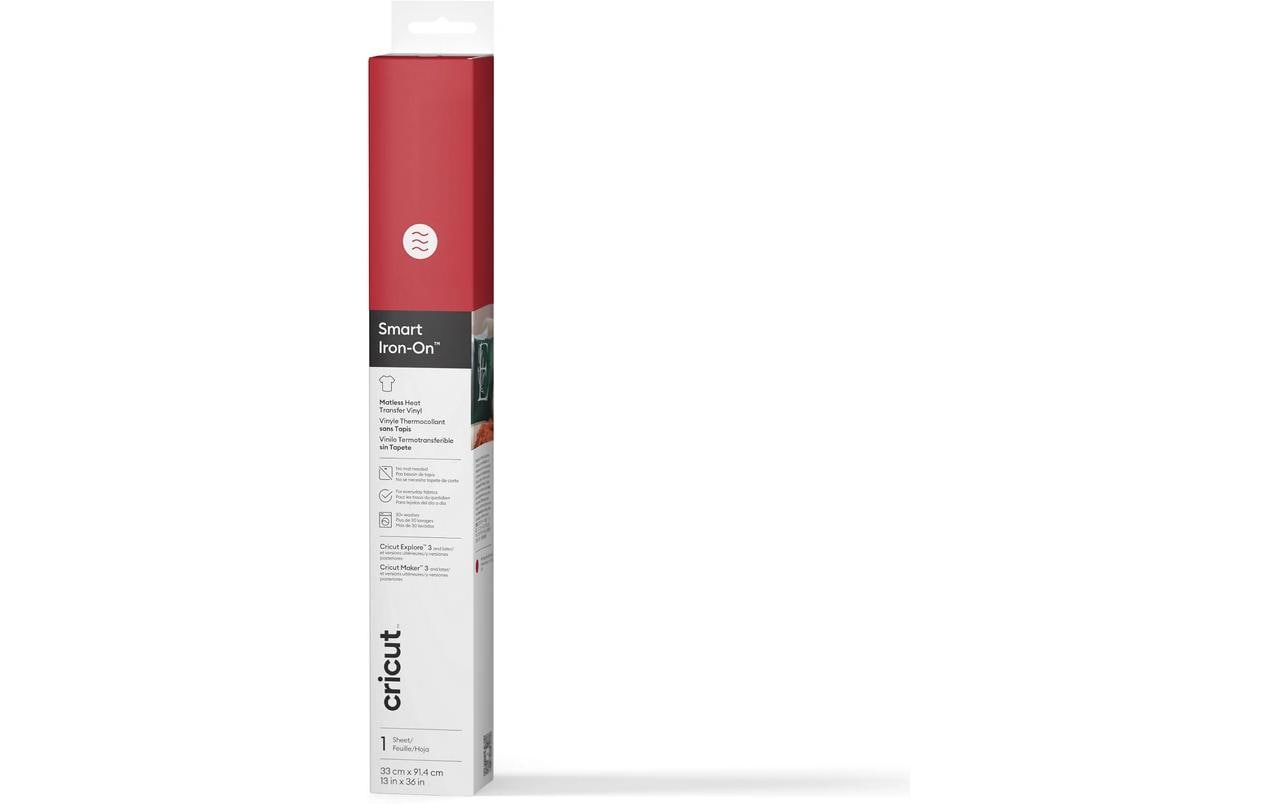 Cricut Aufbügelfolie Flex – 33 × 91,4 cm, Rot – 1 Rolle, Vinylfolie, Smart
