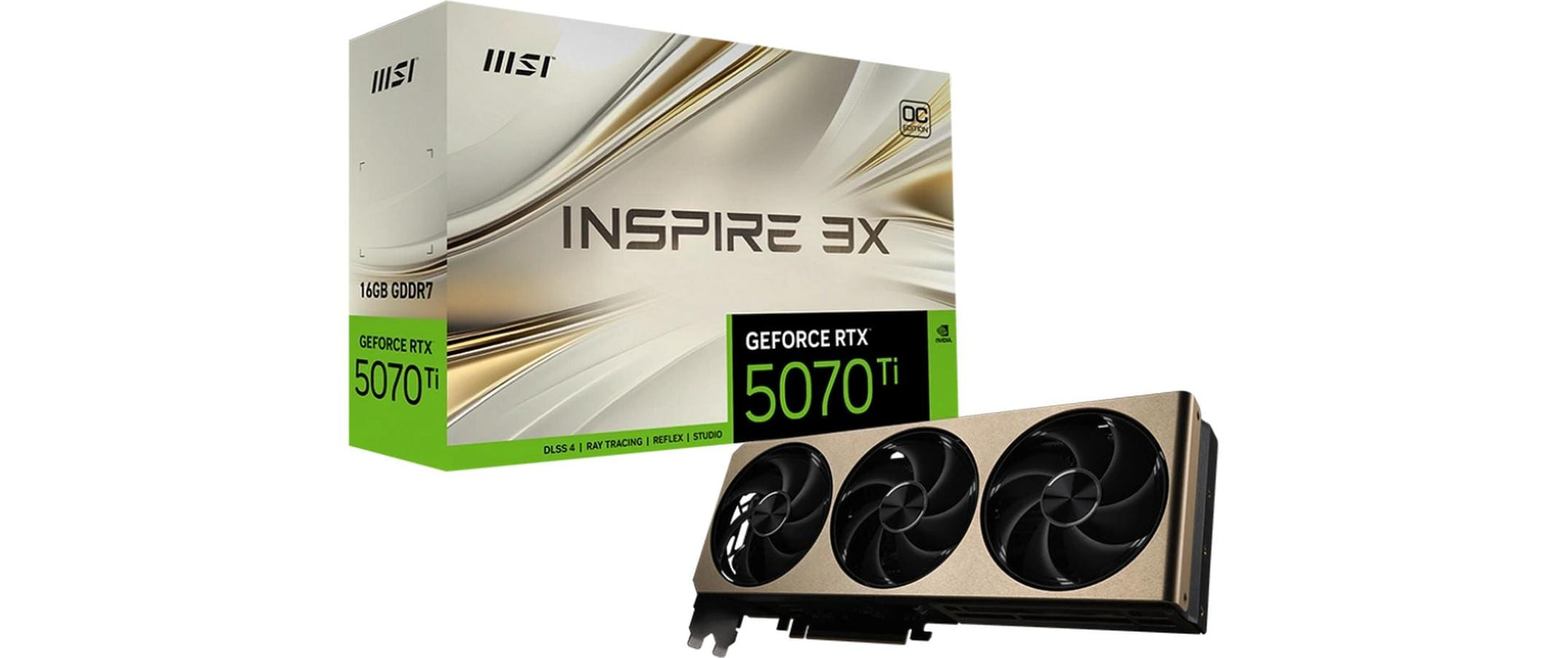 MSI GeForce RTX 5070 Ti 16G INSPIRE 3X OC – PCIe Grafikkarte – 3×DP 2.1b, 1×HDMI 2.1b, PCIe 5.0