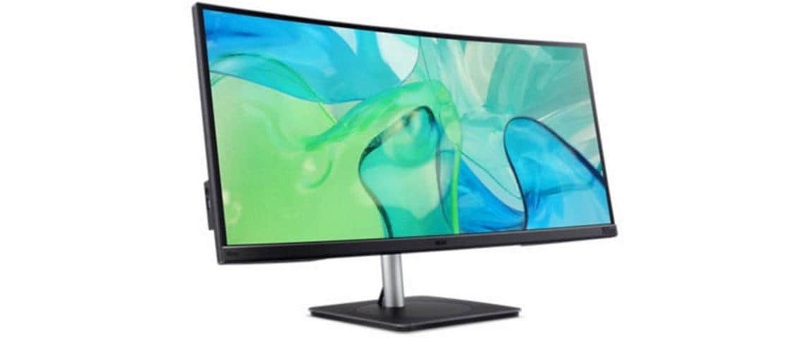 Acer Vero CB3 – Monitor, 34" 3440 × 1440 (UWQHD), IPS, 60 Hz, 300 cd/m², Gebogen, Adaptive Sync, Schwarz