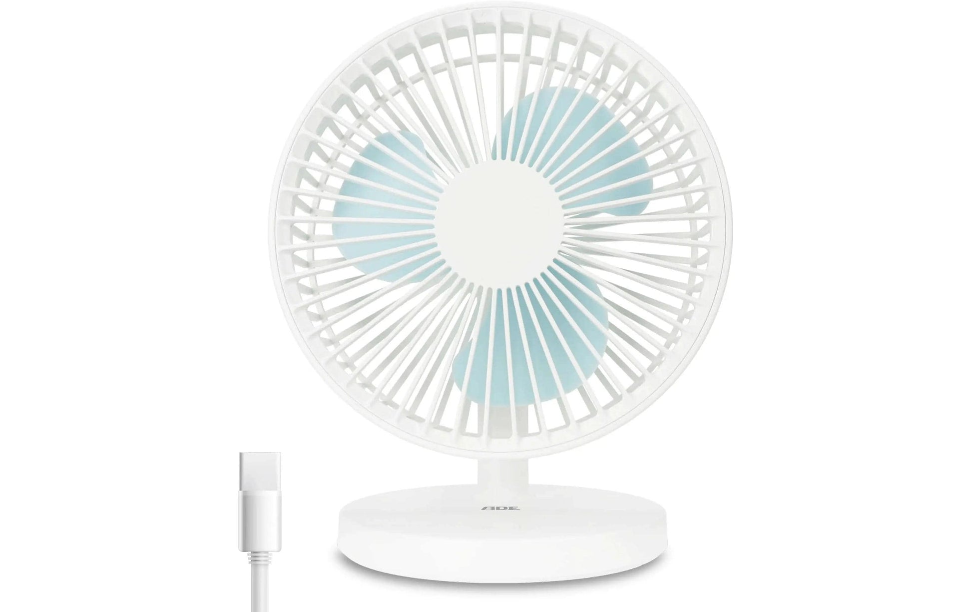ADE USB-Tischventilator – 18 cm, 3 Stufen, 22 dB, Weiss