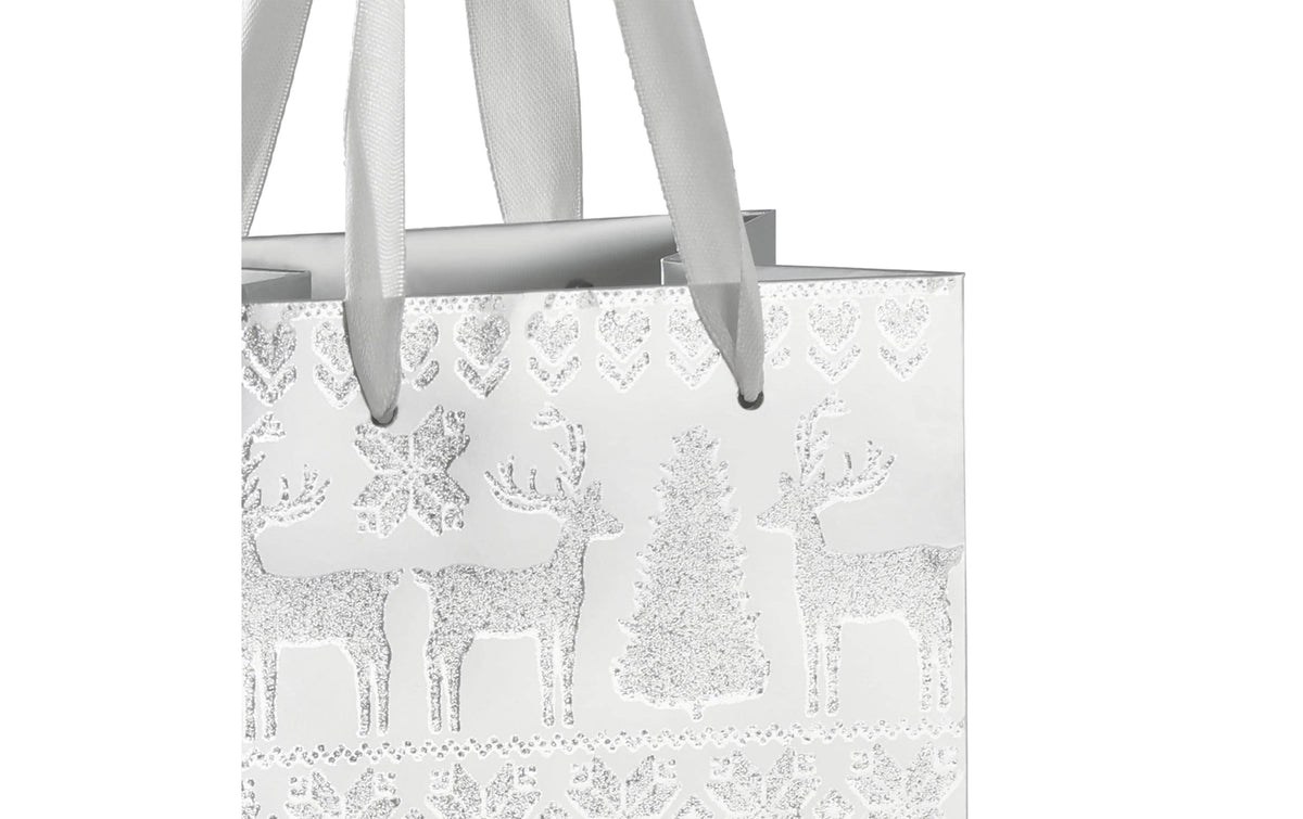 EGLO Weihnachts-Flaschentasche 'Isumi' – 10 × 12 × 36 cm, Papier, glitzernd, Silber