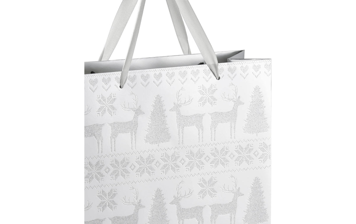 EGLO Weihnachts-Geschenktasche 'Isumi' – 10 × 26 × 32 cm, Papier, glitzernd, Silber