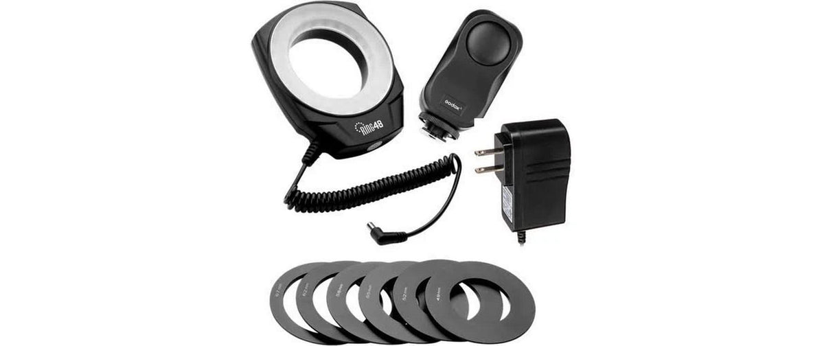 Godox Ring48 Macro Ringleuchte – 5500 K (Neutralweiss) – NiMH Batterie – 128 × 103 × 28 mm – Weiss