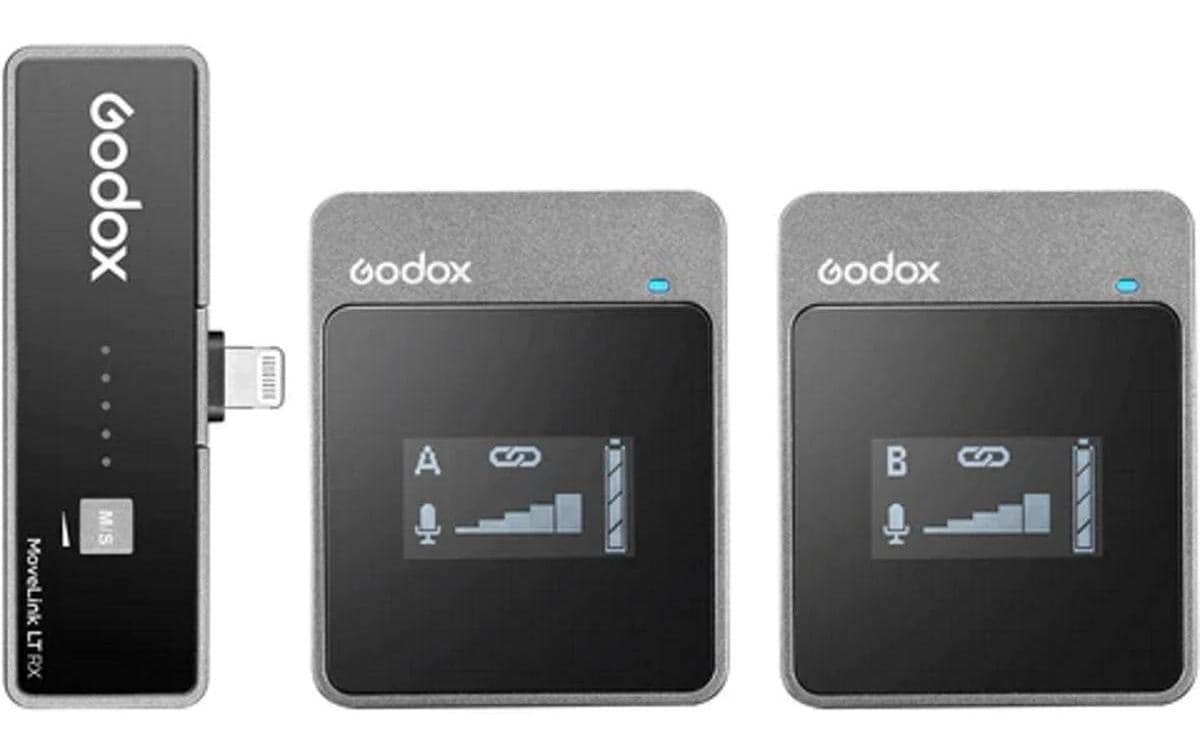 Godox Move Link LT2 Lavaliermikrofonsystem – Lightning/USB-C/3,5-mm-Klinke, Kabellos (2,4 GHz)