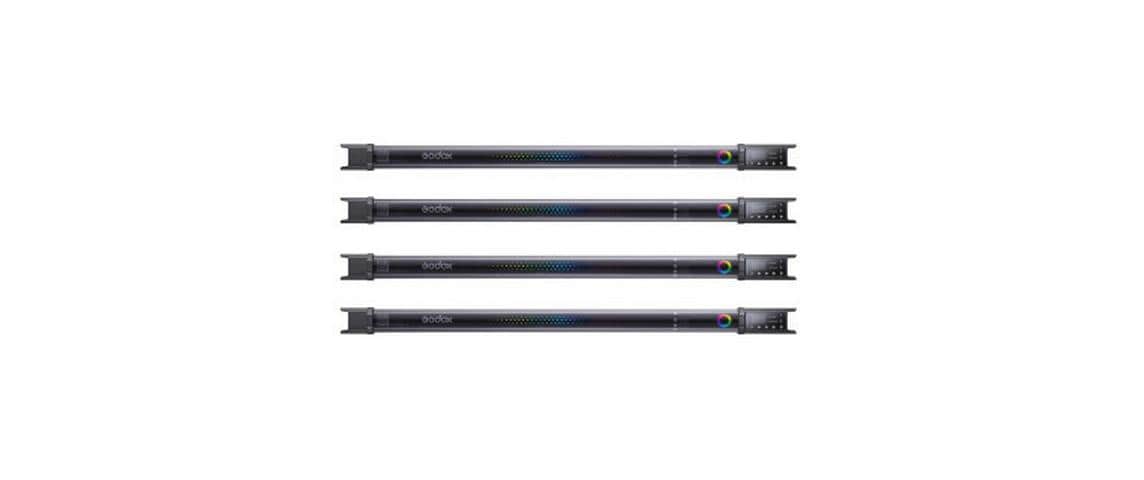Godox TL60 Leuchtstab 4er-Set – RGB, dimmbar – 1500 Lux, 2700–6500 K – 750 × 48 mm