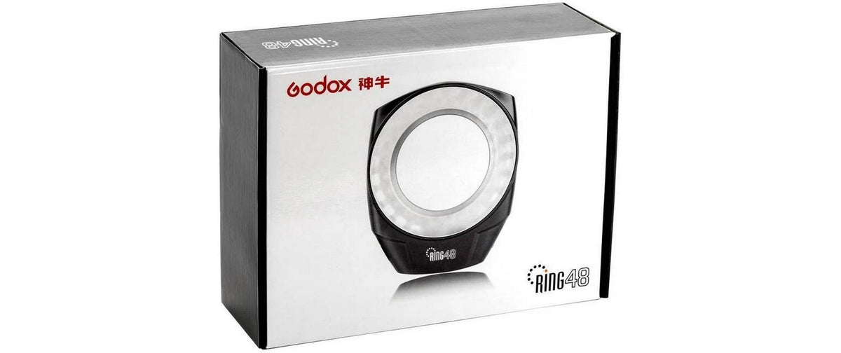 Godox Ring48 Macro Ringleuchte – 5500 K (Neutralweiss) – NiMH Batterie – 128 × 103 × 28 mm – Weiss