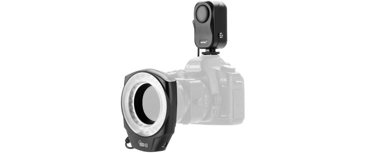 Godox Ring48 Macro Ringleuchte – 5500 K (Neutralweiss) – NiMH Batterie – 128 × 103 × 28 mm – Weiss