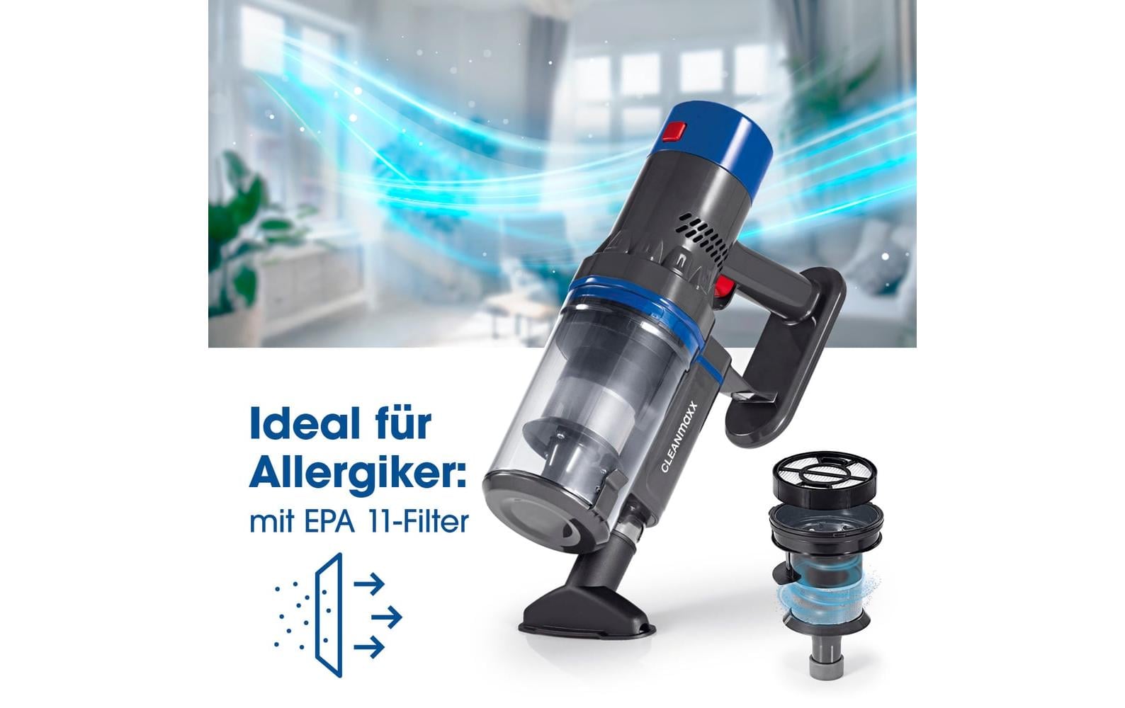 Cleanmaxx Staubsauger – 2000 mAh, 0,8 l, Akkubetrieb, 22 V