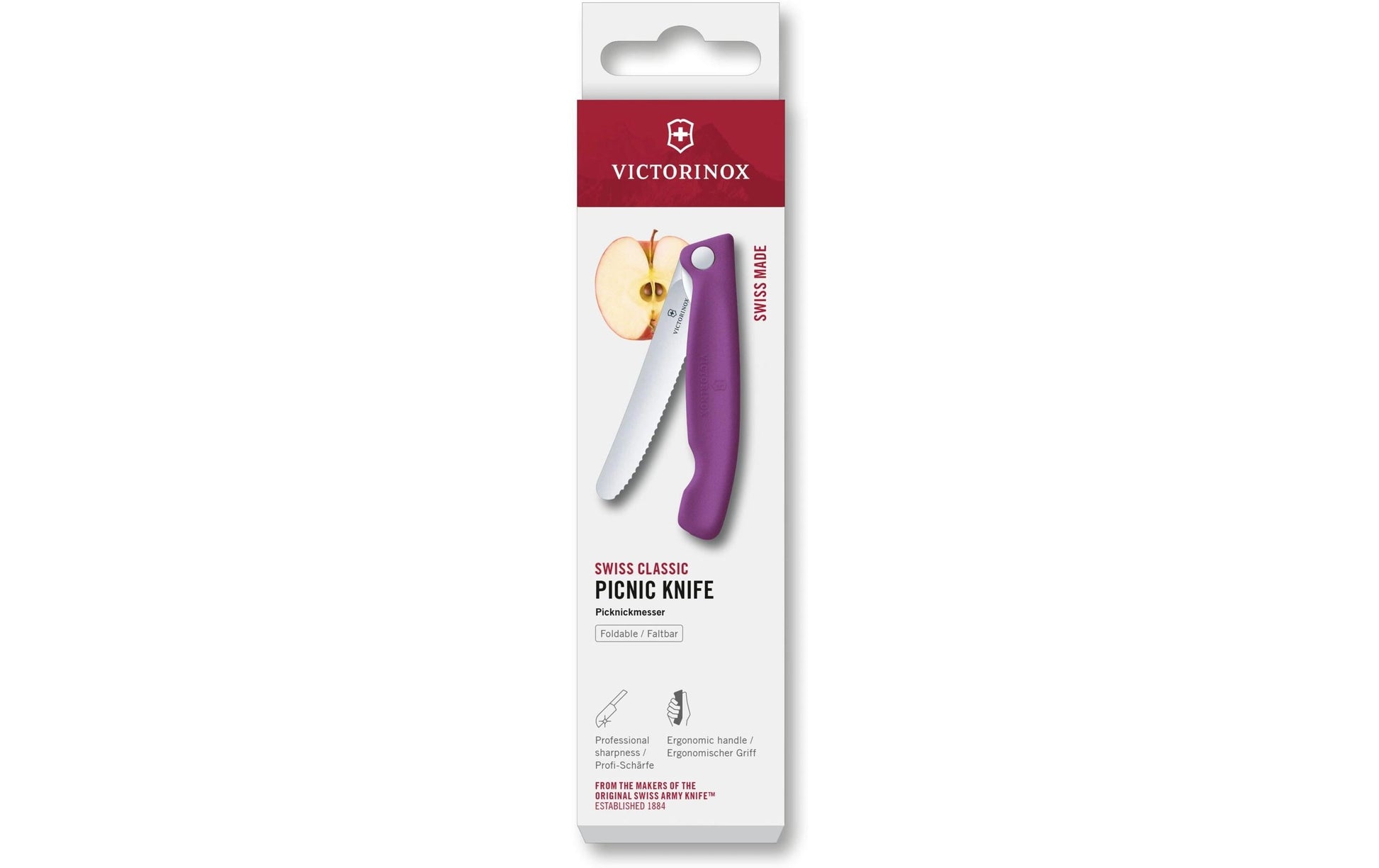 Victorinox Klassisches Klappmesser – 11 cm, Wellenschliff, Edelstahl, Griff Polypropylen, Violett