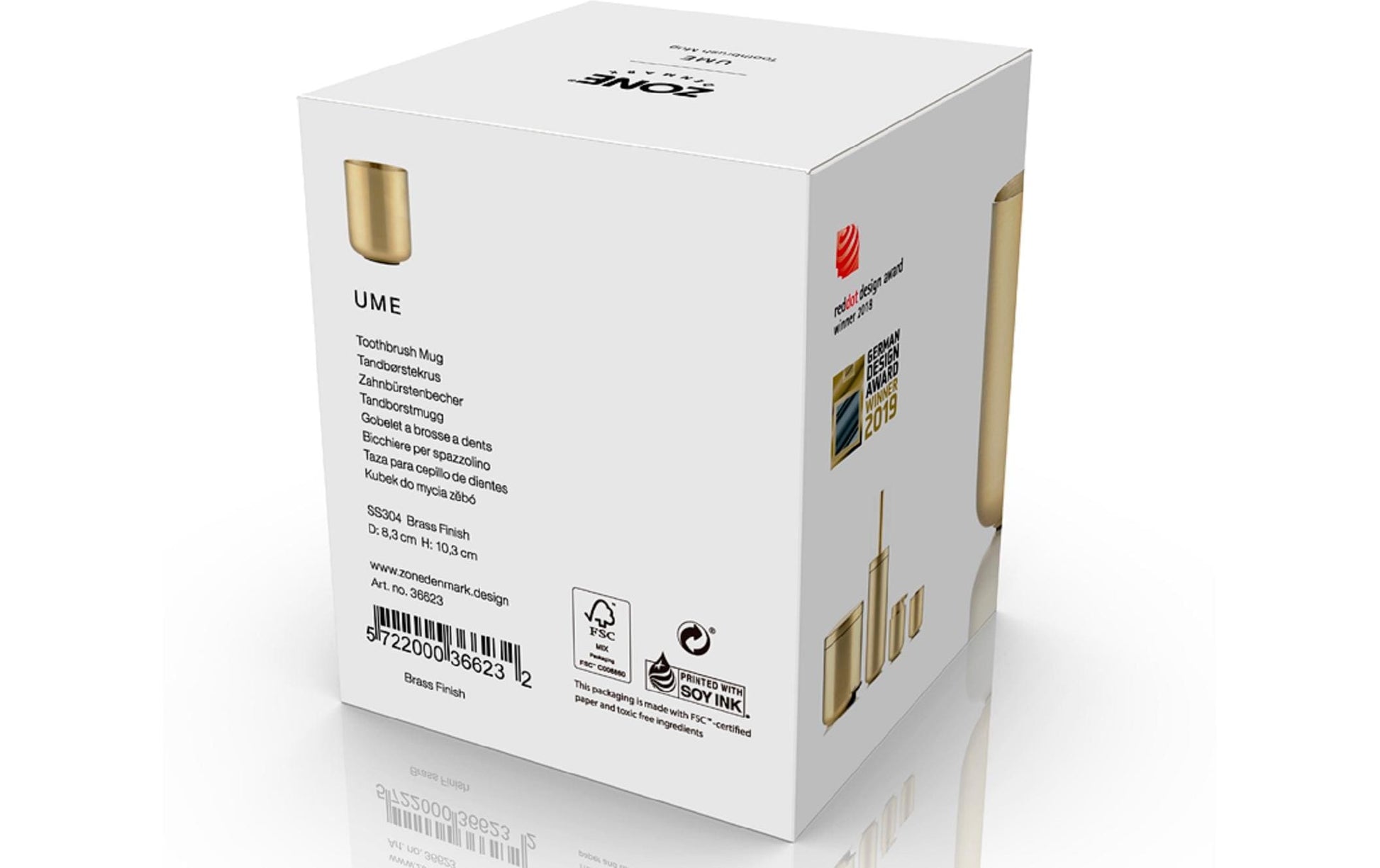 Zone Denmark Zahnbürstenhalter Ume – Metall, 8,3×8,3×10,3 cm, Gold