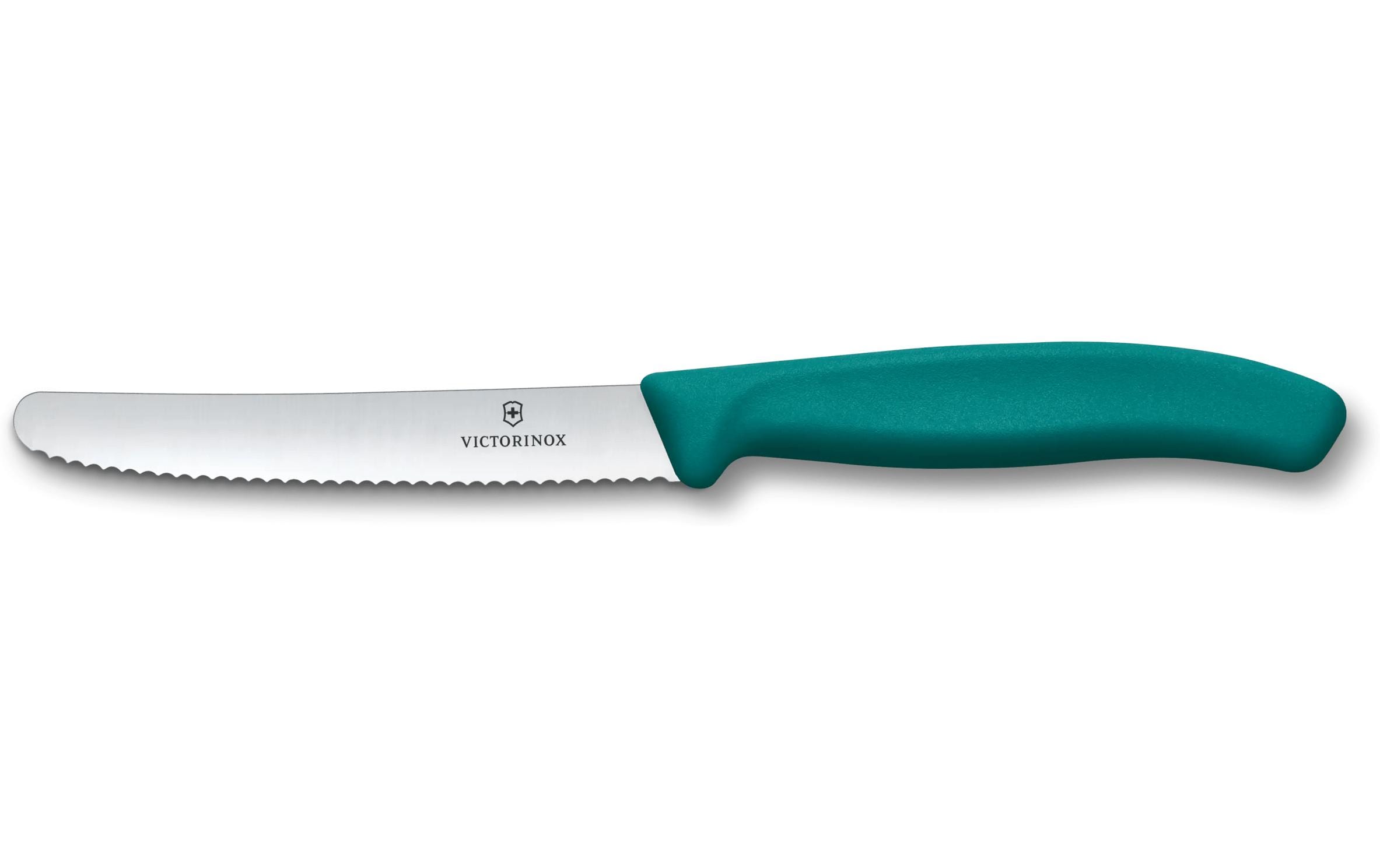 Victorinox Tafelmesser – 11 cm, Wellenschliff, Edelstahl, Griff Polypropylen, Grün, spülmaschinenfest