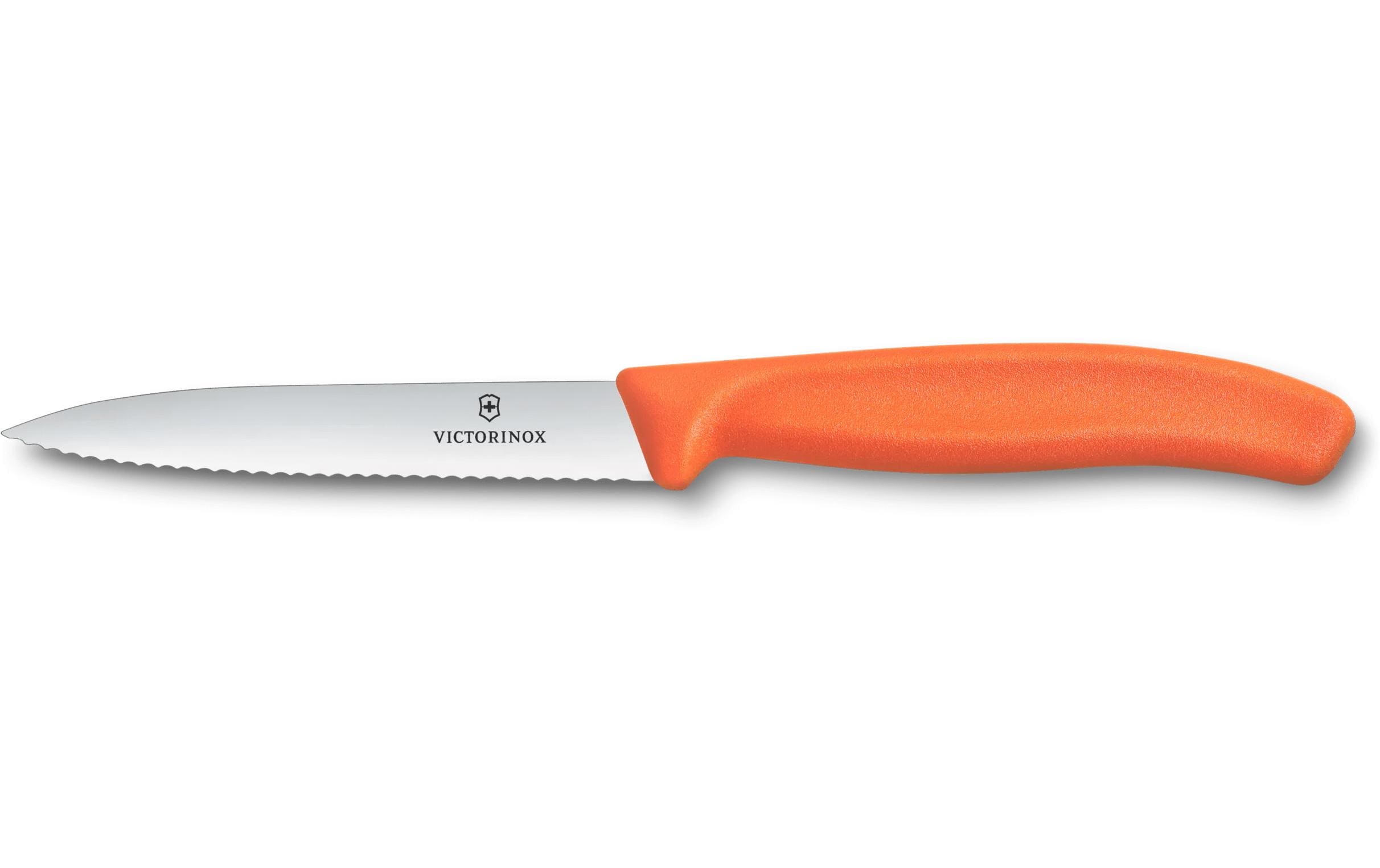 Victorinox Gemüsemesser 10 cm, Edelstahl, Polypropylen (PP), Wellenschliff, Orange