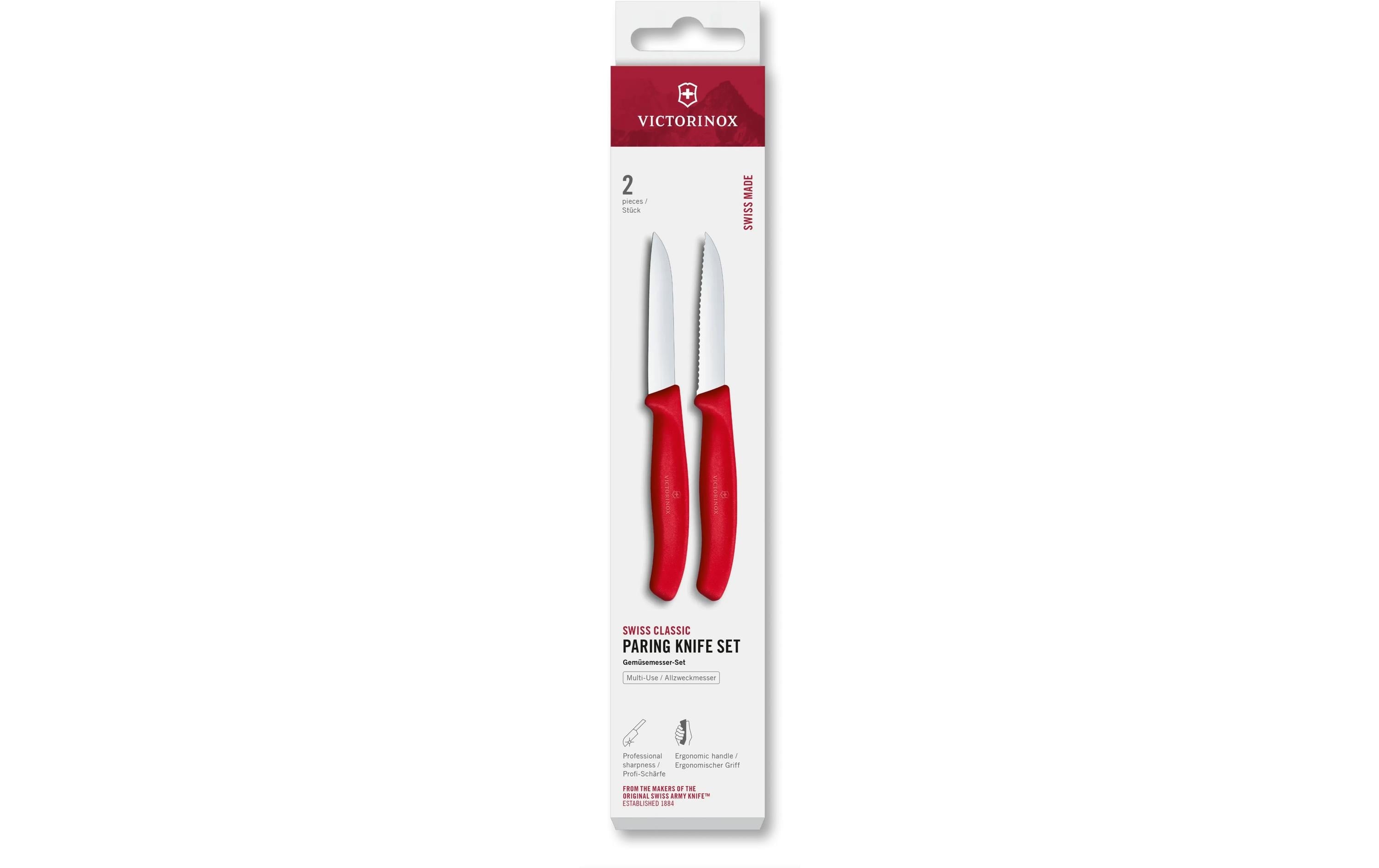 Victorinox Gemüsemesser 8 cm, Edelstahl, Griff Polypropylen (PP), 2-teilig, Rot