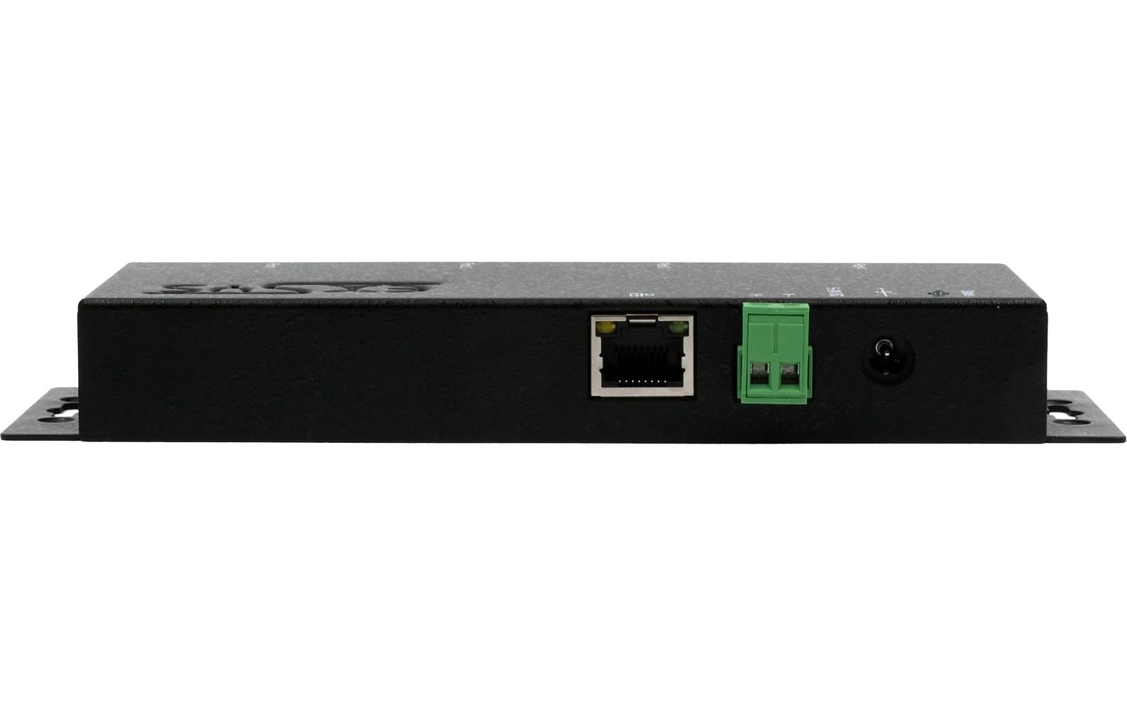 EXSYS EX-6114-2 Seriell zu Ethernet Geräteserver – 4× RS-232, RJ-45, Metallgehäuse, 12 V/3 A Netzteil – Schwarz