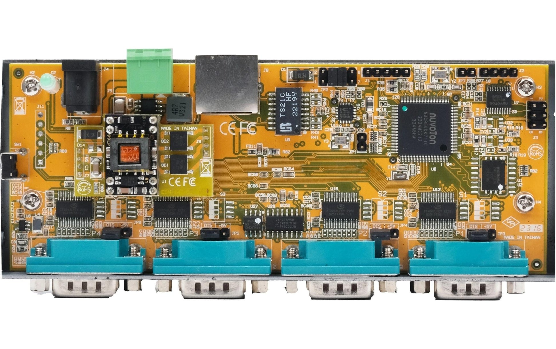 EXSYS EX-6124-2PoE – Seriell-Ethernet Gateway – 1× RJ-45, 4× RS-232/422/485, PoE/PoE+