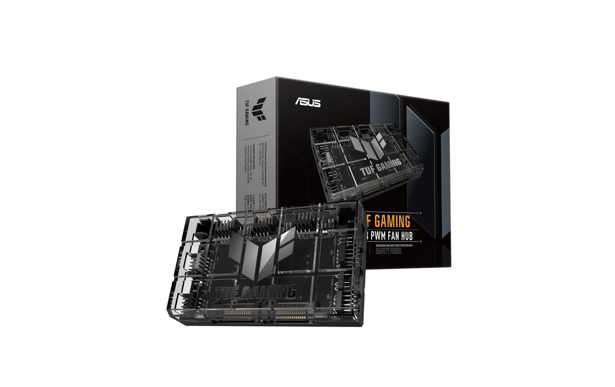 ASUS Lüfter-Hub – 6×4-polig, 6×ARGB, SATA, Schwarz, 115×69×17,7 mm