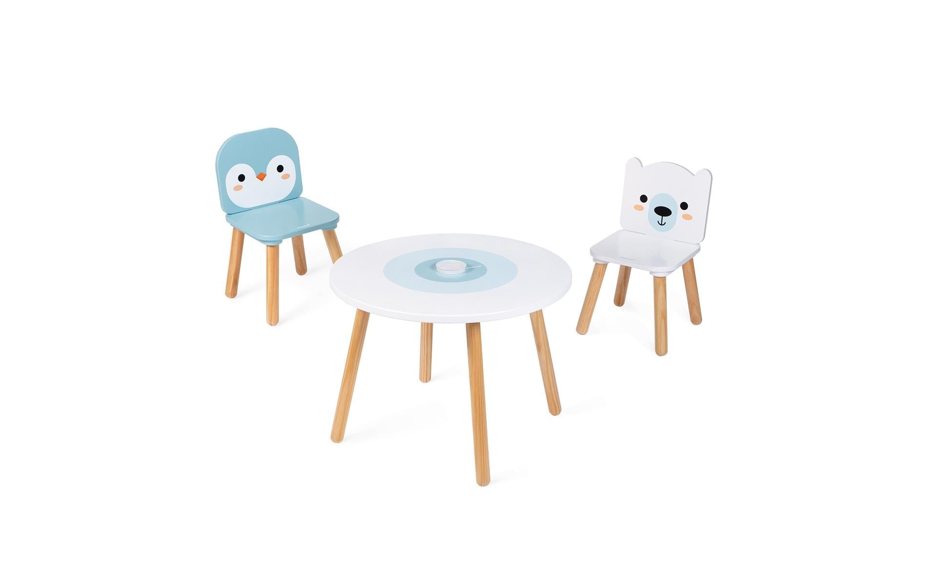 JANOD 3-teiliges Bistro-Set – Weiss, Hellblau, Nature – Holz – für den Innenbereich