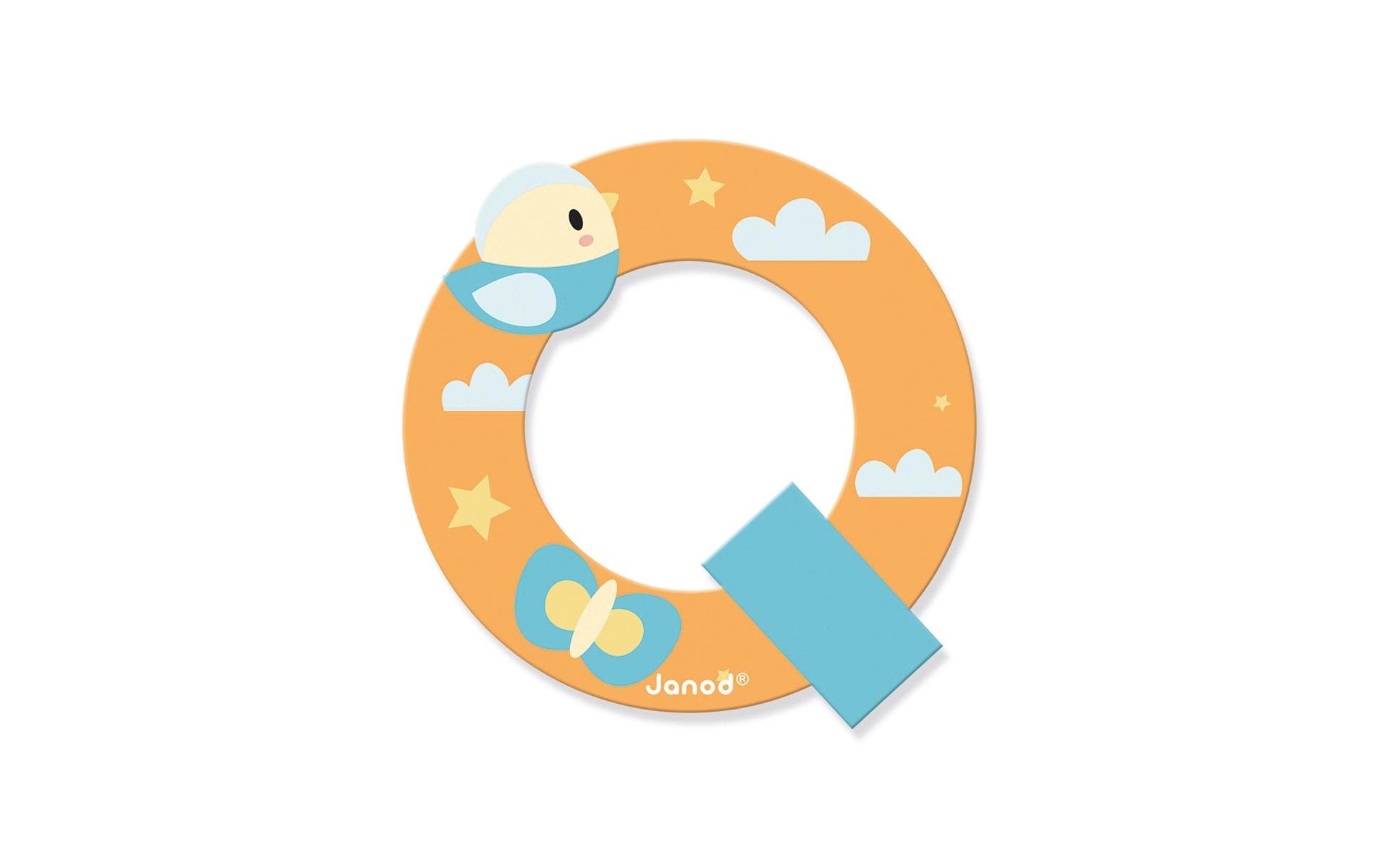 JANOD Buchstabe Q – 7,3 × 7,5 × 0,7 cm – MDF, mehrfarbig