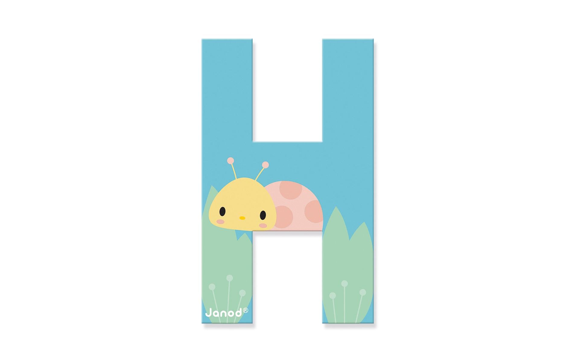 JANOD Pure Buchstabe H – 5,2 × 8,7 × 0,7 cm – MDF, hellblau
