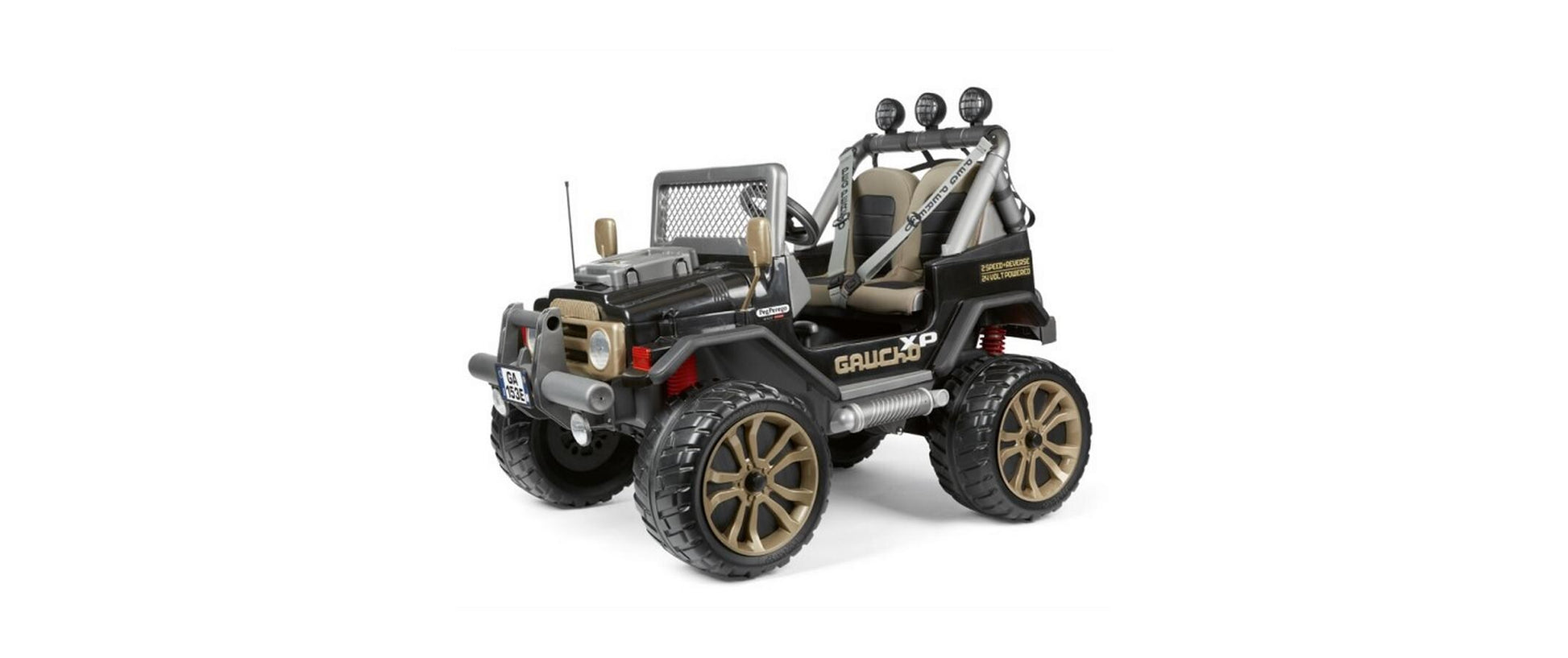 Pegperego Gaucho XP 24V Elektro-Kinderauto – 7,5 km/h – 90 × 108 × 131 cm – ab 3 J. – schwarz