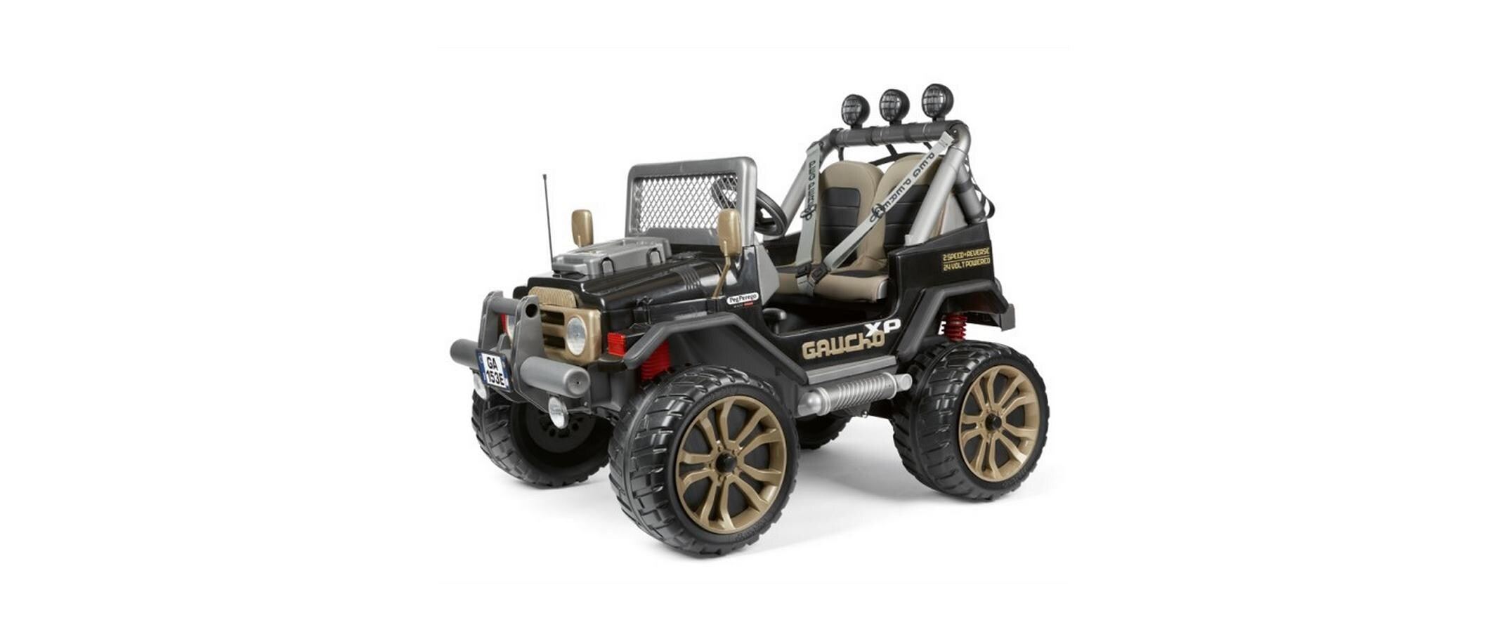 Pegperego Gaucho XP 24V Elektro-Kinderauto – 7,5 km/h – 90 × 108 × 131 cm – ab 3 J. – schwarz
