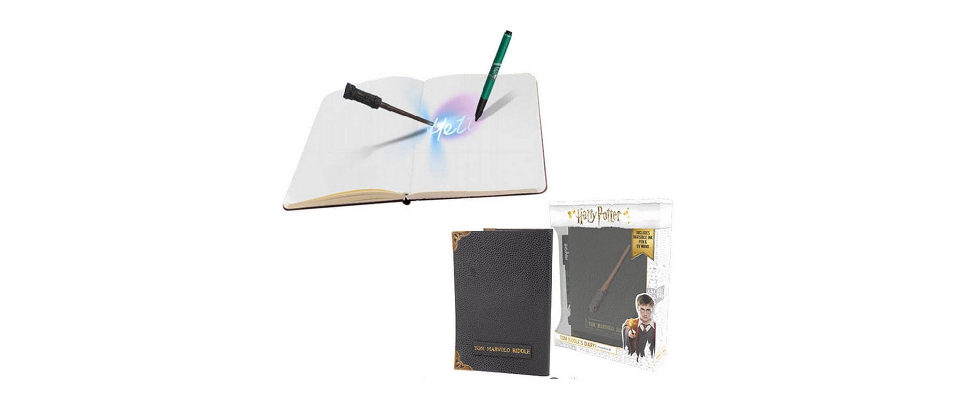 Amscan Tagebuch Tom Riddles geheimes Tagebuch – mit UV-Stift – 210 × 140 mm – Hardcover, schwarz/grün
