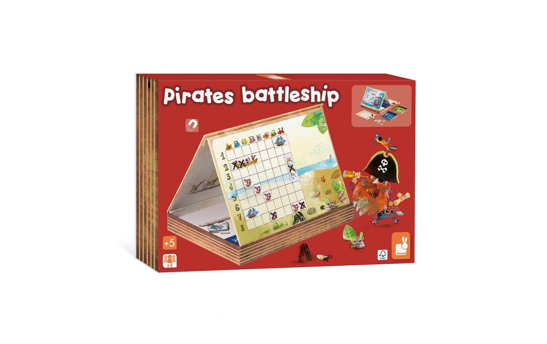 JANOD Seeschlacht Piraten – Strategiespiel, 2 Spieler, ab 5 Jahren, 15 Min., DE/EN/FR/IT/NL/ES/RU