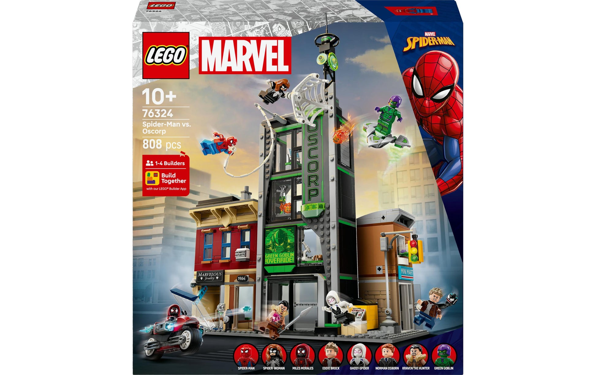 LEGO Marvel Super Heroes 76324 Bauset – Spider-Man vs. Oscorp – 808-teilig – ab 10 J.