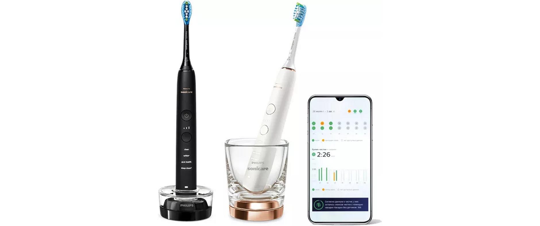 Philips Schallzahnbürste Sonicare DiamondClean 9000 (HX9914/57) – 5 Modi – 2 Griffe, 2 Bürstenköpfe