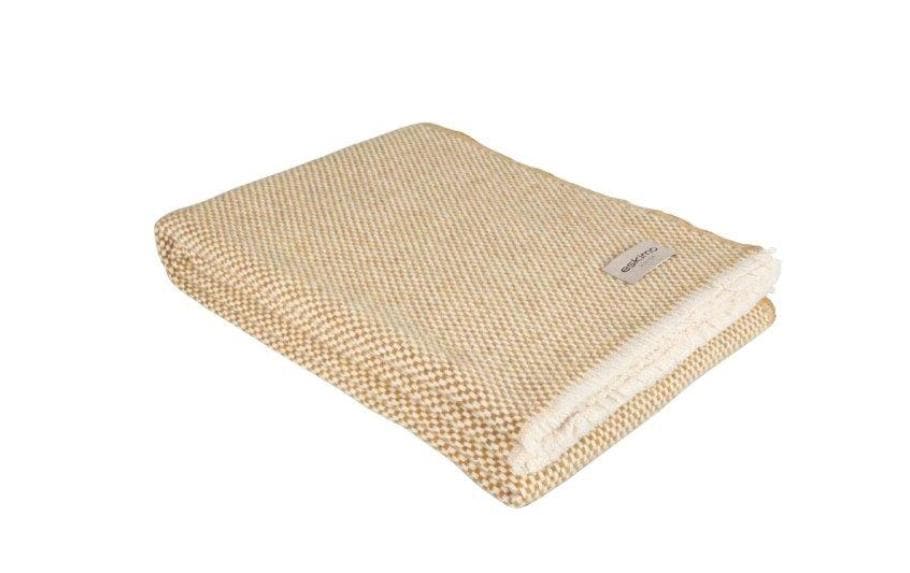 Eskimo Wohndecke Torino – 130 × 180 cm, Wolle, Ocker