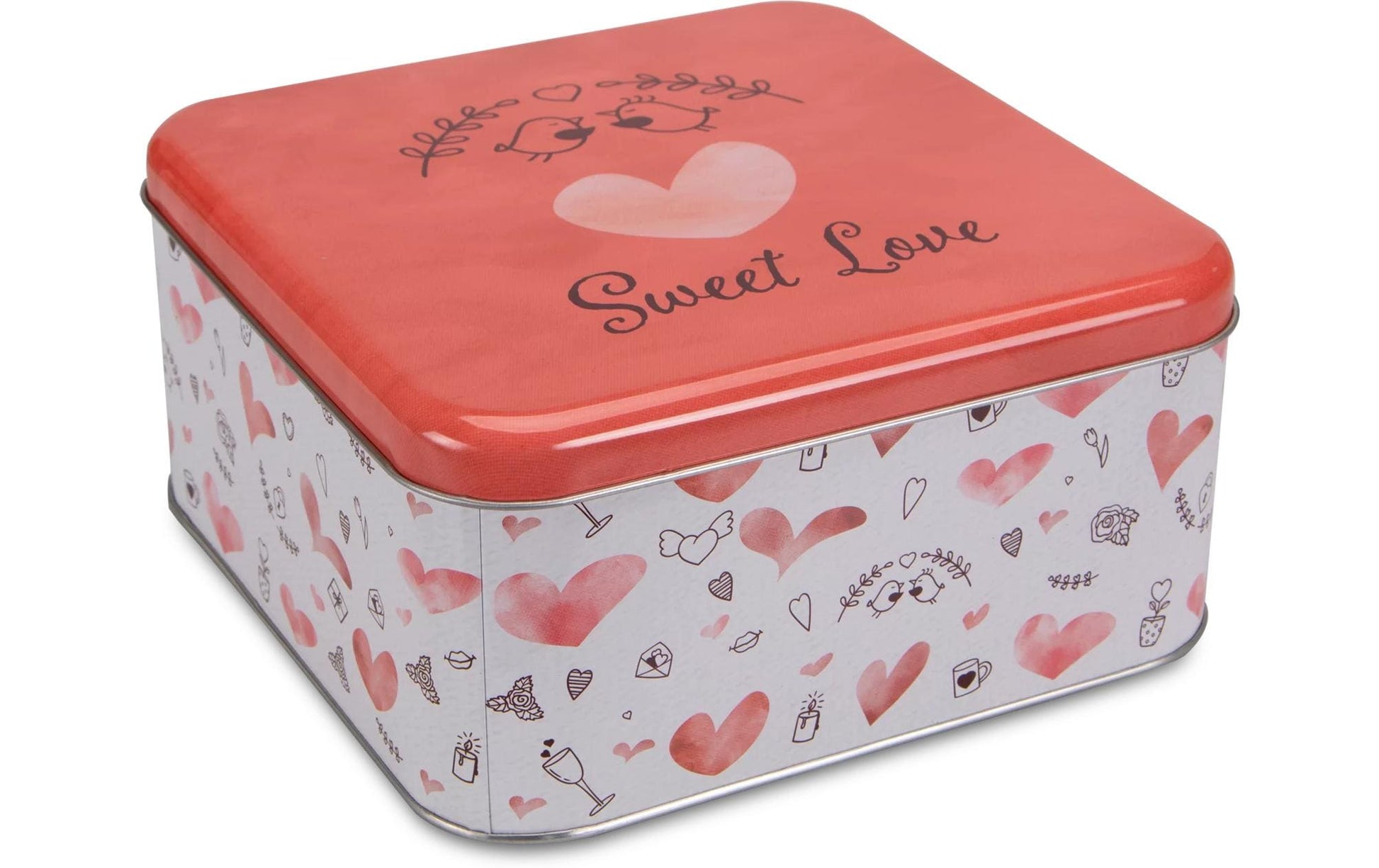 Städter Sweet Love – Vorratsdose 4,4 l, 21 × 21 × 10 cm, Weissblech, Weiss