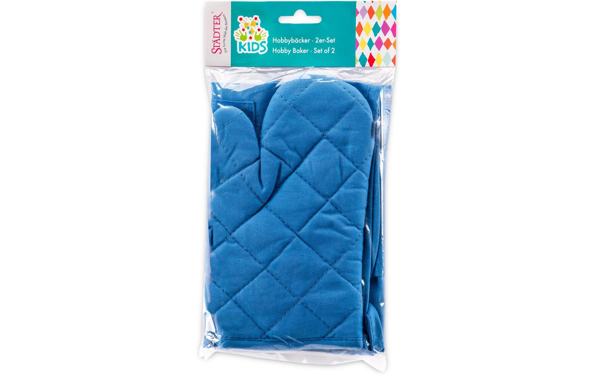 Städter Kochschürze Kleiner Hobbybäcker – Baumwolle, 40×59,5 cm, Blau, inkl. hitzebeständigem Handschuh