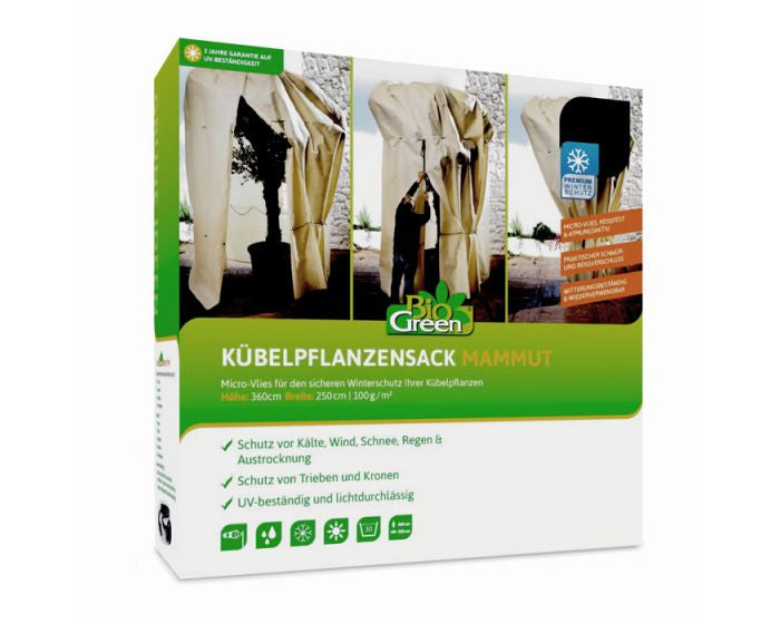 Bio Green Mammut Pflanzensack – für Topfpflanzen, Stauden & Bäume – Fleece, Beige – 250 × 360 cm