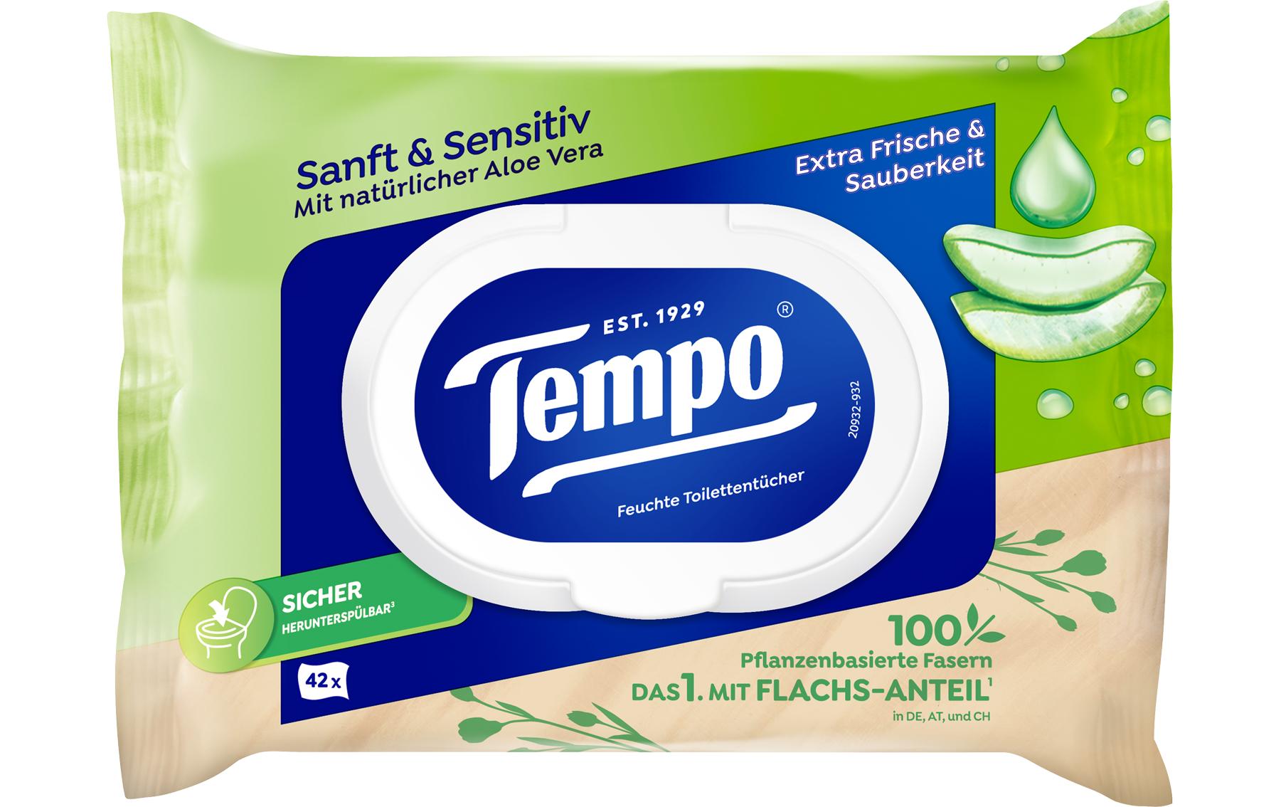 Tempo Feuchtes Toilettenpapier – Aloe Vera, dermatologisch getestet – 42 Tücher