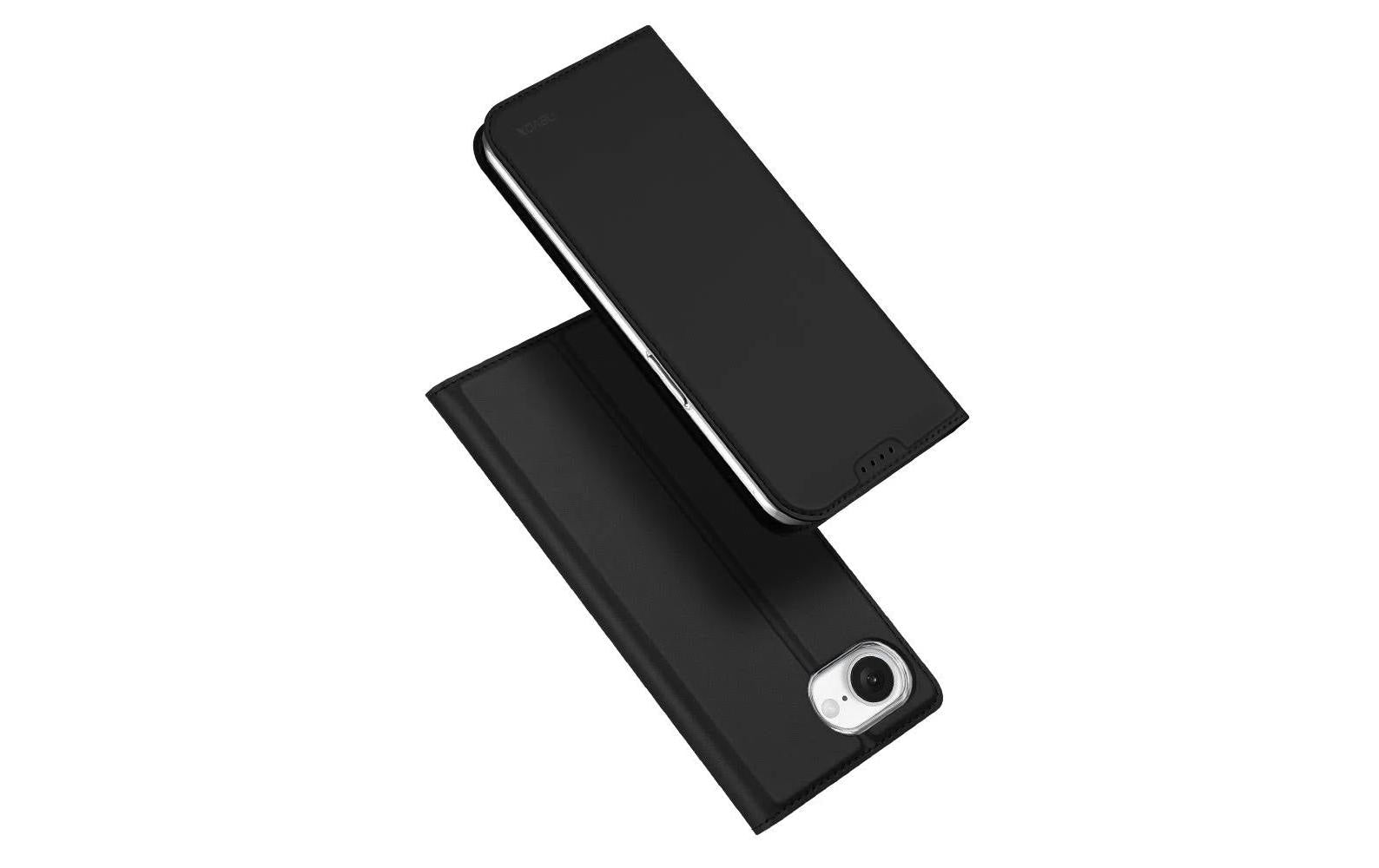 Nevox Vario Folio – für Apple iPhone 16e, mit Ständer, mit Kartenfach, PU+TPU, schwarz, Magnetverschluss