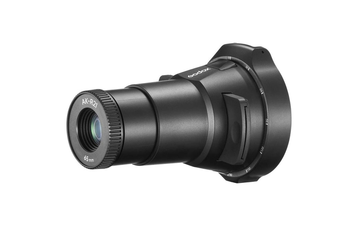 Godox AK-R21 Projektionsvorsatz – 79 × 121 × 121 mm, 182 g – für Blitzkopf – Schwarz